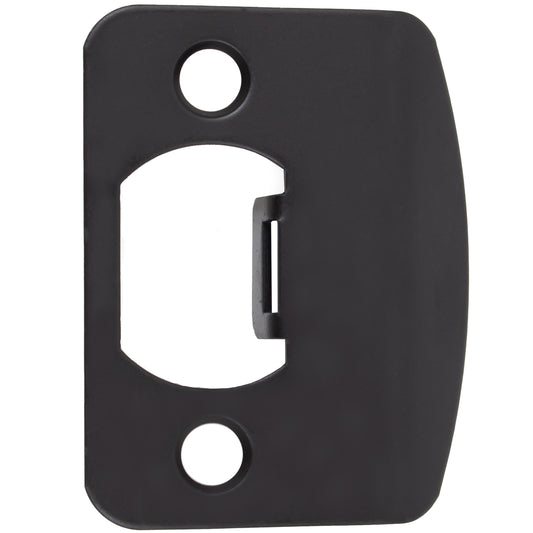 Stone Harbor Hardware Full Lip 1/4" Round Corner Strike Plate, 2-1/4 Inches, 1-5/8" Center-to-Center, Matte Black