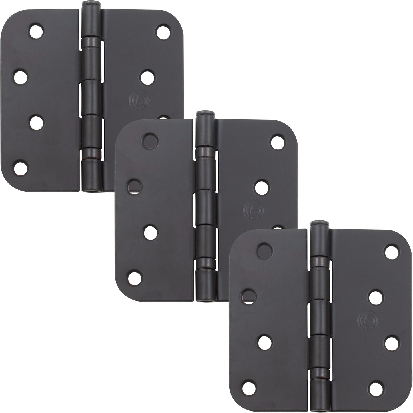 Stone Harbor Hardware 4" Ball-Bearing Door Hinges, 5/8" Radius Corner, Oil-Rubbed Bronze, 3-Pack