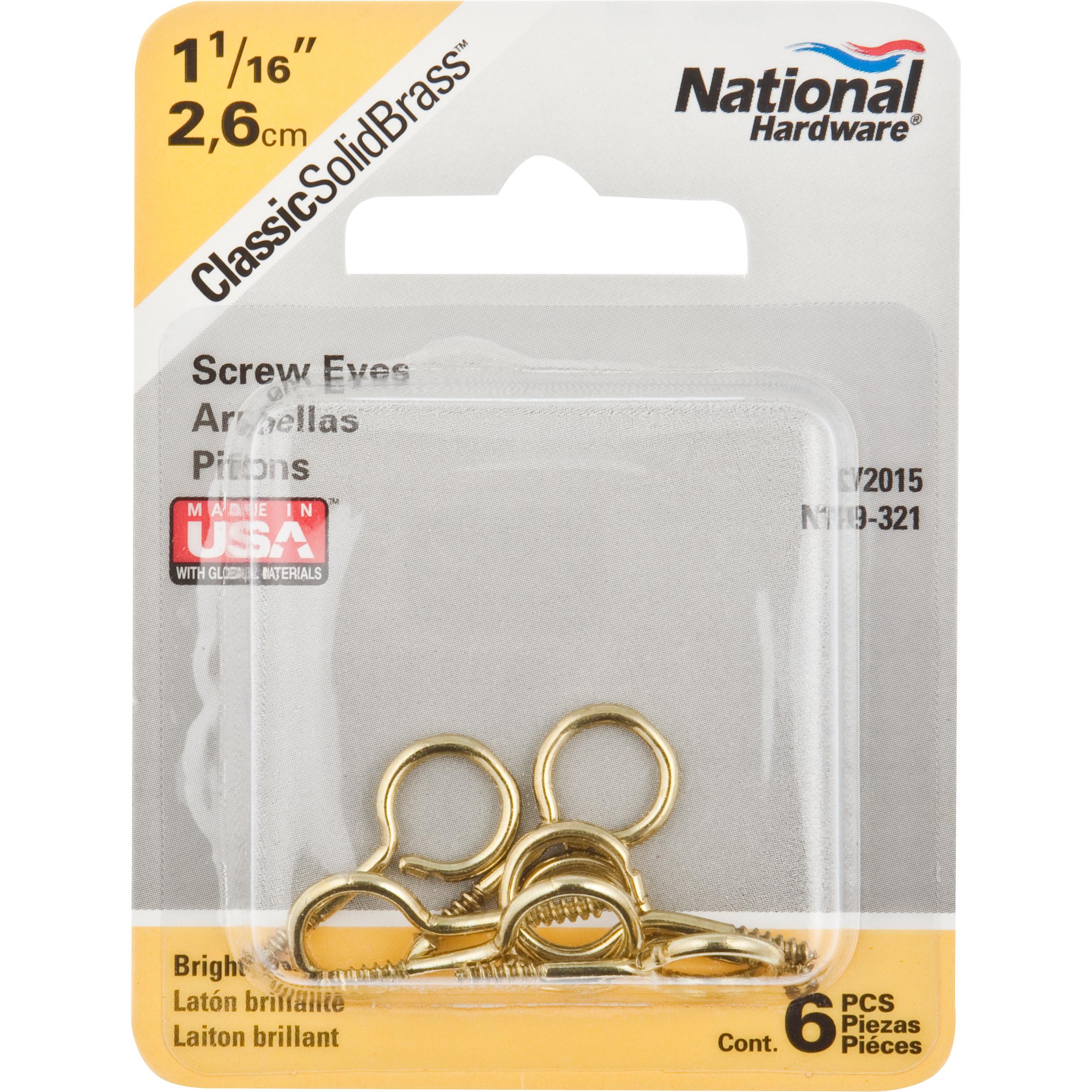 V2015 #14 x 1-1/16" Screw Eye 6/pk - Polished Brass