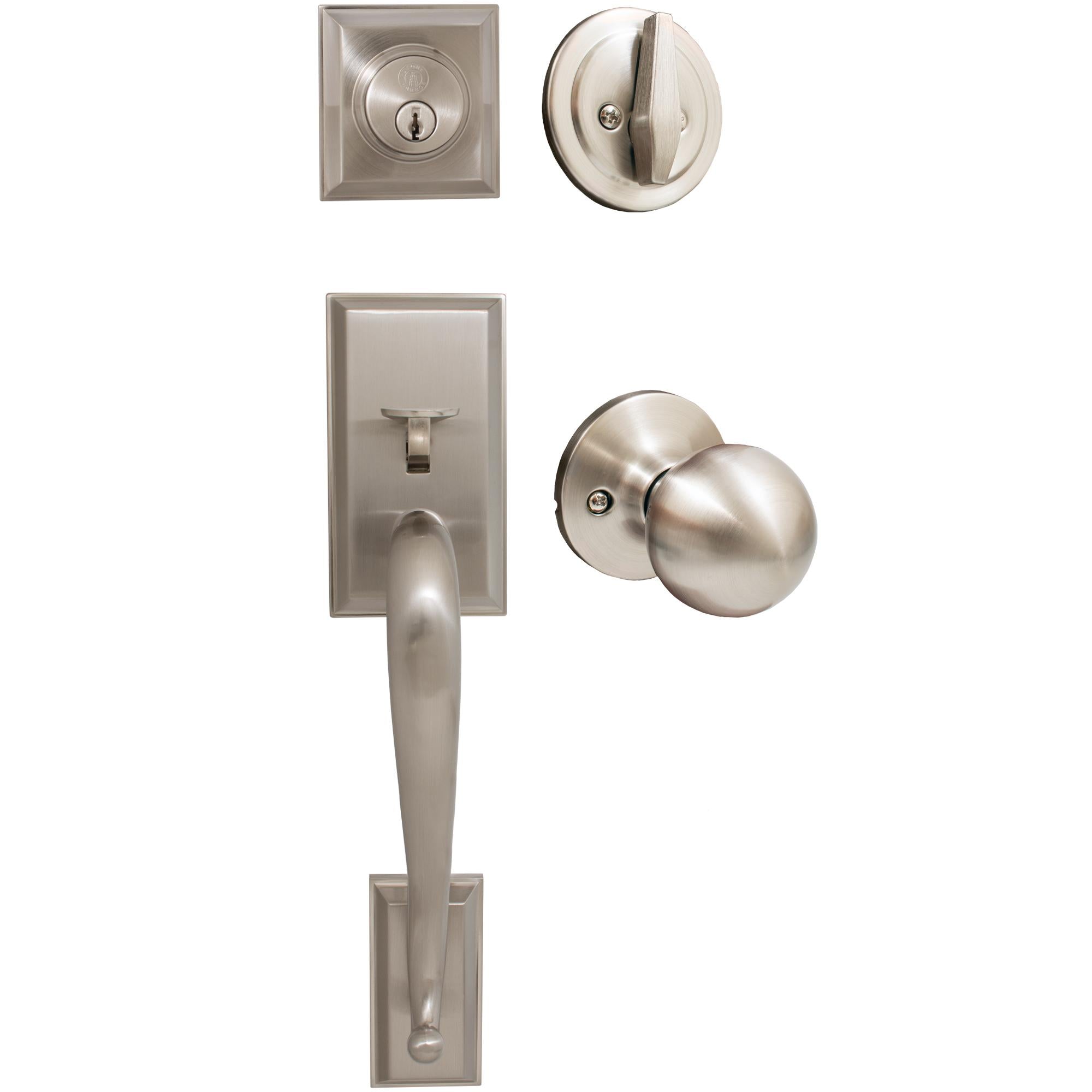 Stone Harbor Hardware Willow Park Handleset, Ball Interior Trim, KW Keyway, Satin Nickel