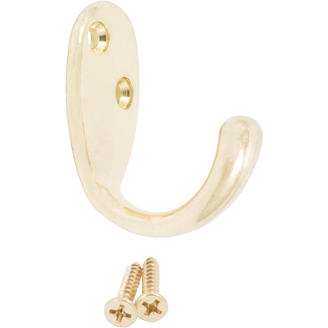 Stone Harbor Hardware Single Robe Hook, 1-15/16" High, 1-5/8" Projection, Polished Brass