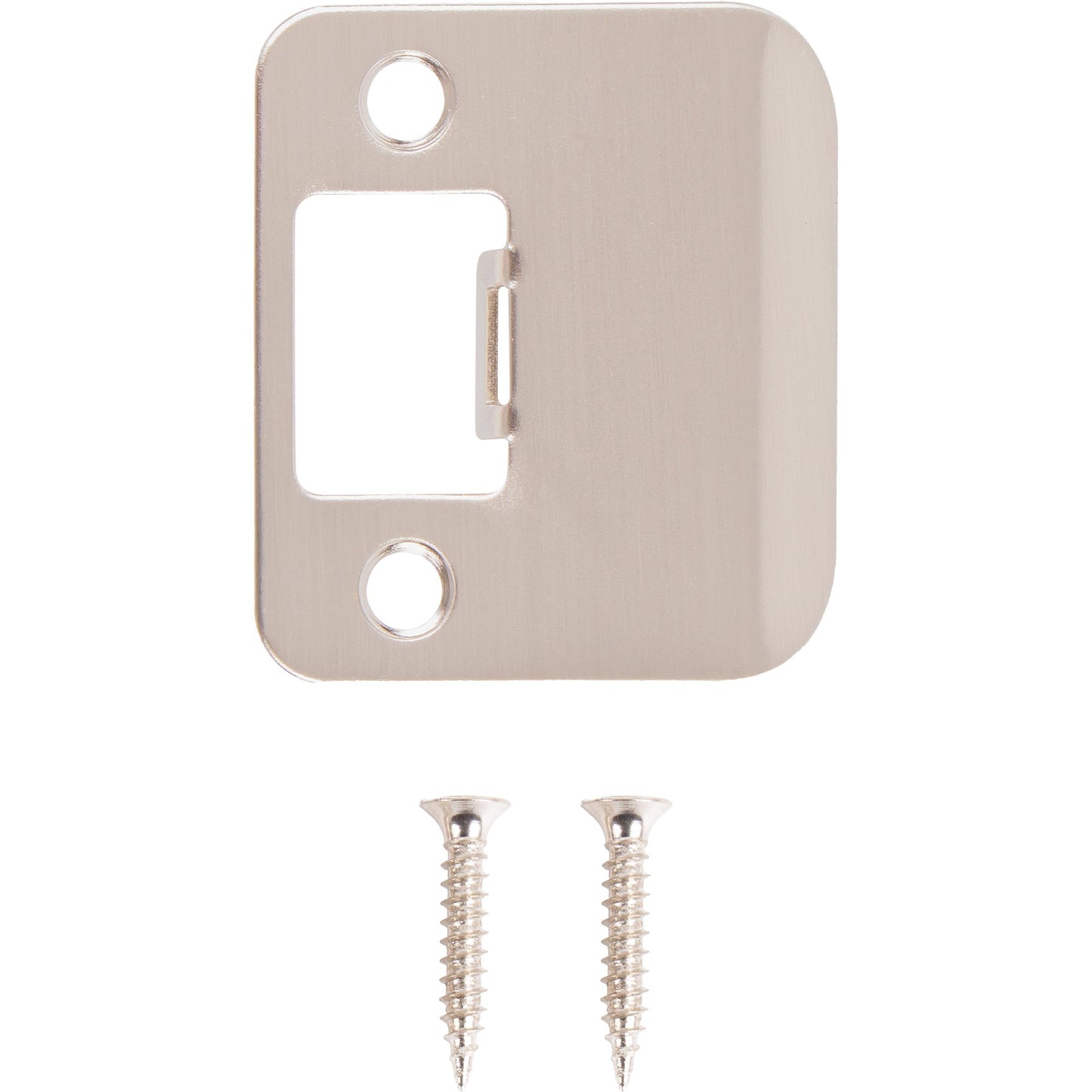 Stone Harbor Hardware Round Corner Extended Lip Strike Plate, 2-1/4" x 1-1/2", (2" Overall Length), Satin Nickel