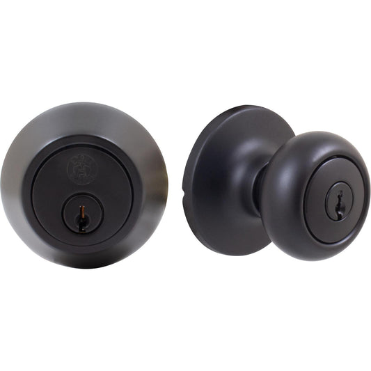 Stone Harbor Hardware Highland Door Knob Combo (With Deadbolt), KW Keyway, Matte Black