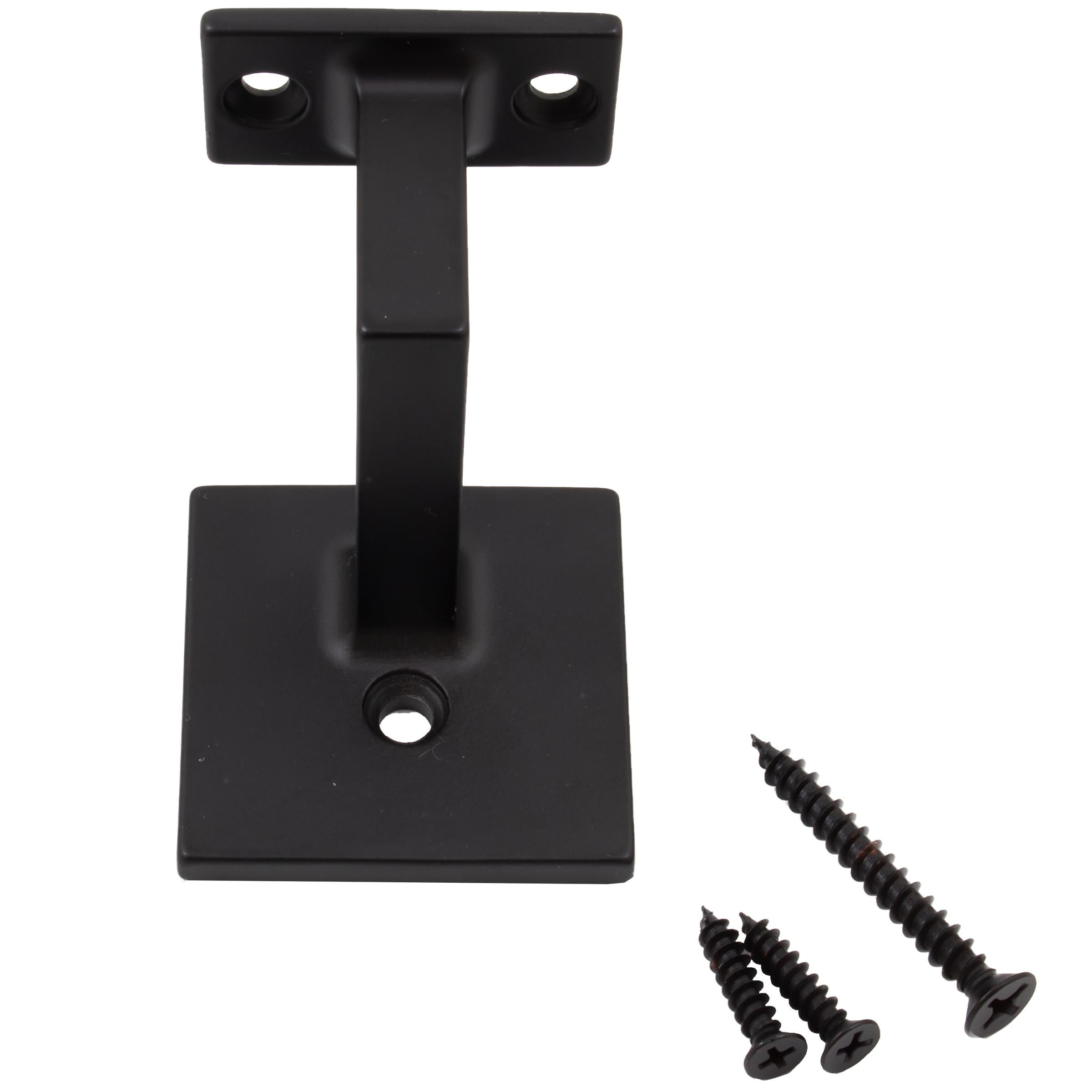 Stone Harbor Hardware Contemporary Handrail Bracket with 2-1/4" x 2-1/4" Square Base, Matte Black