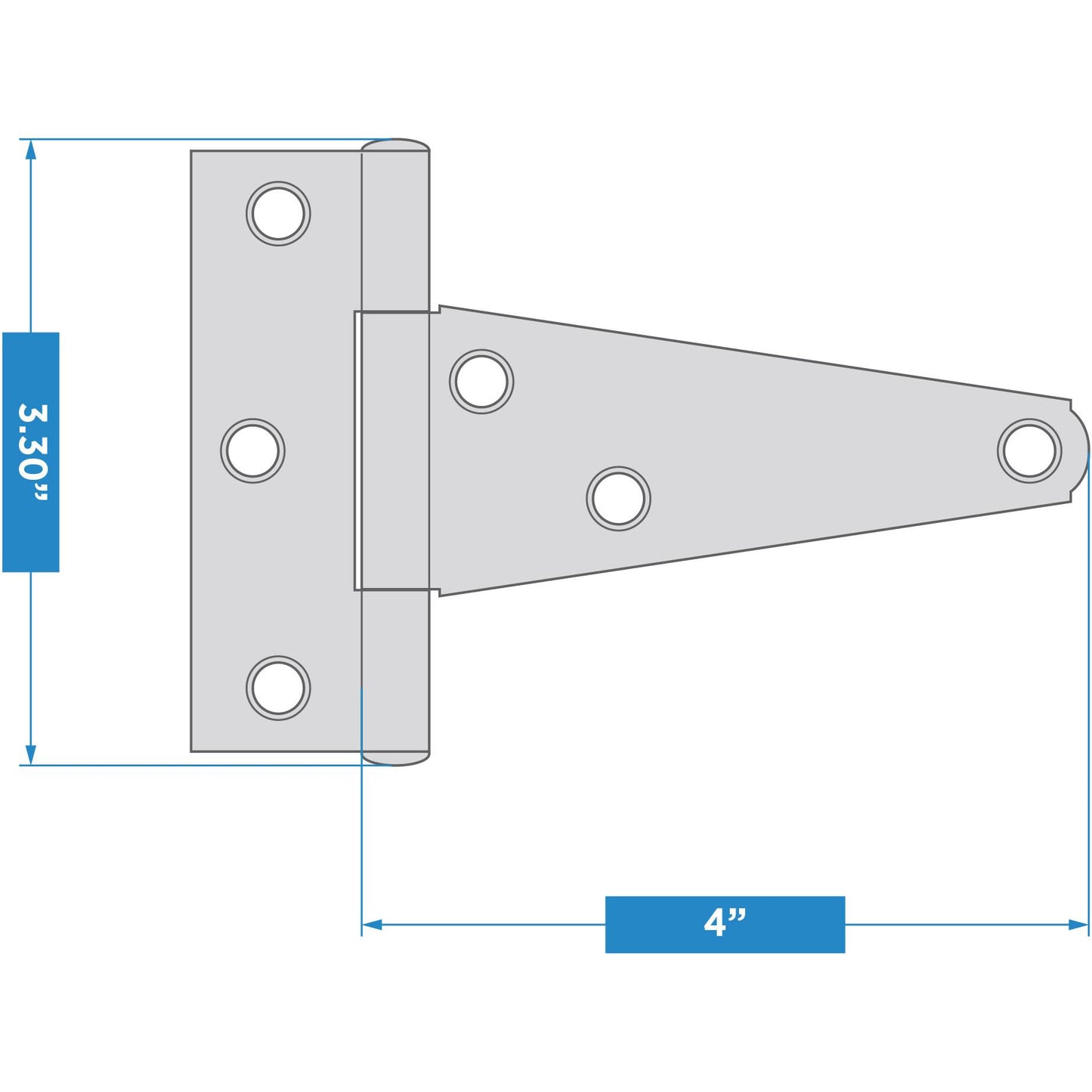 National Hardware - 286BC 4" Extra Heavy T-Hinge - Zinc Plated