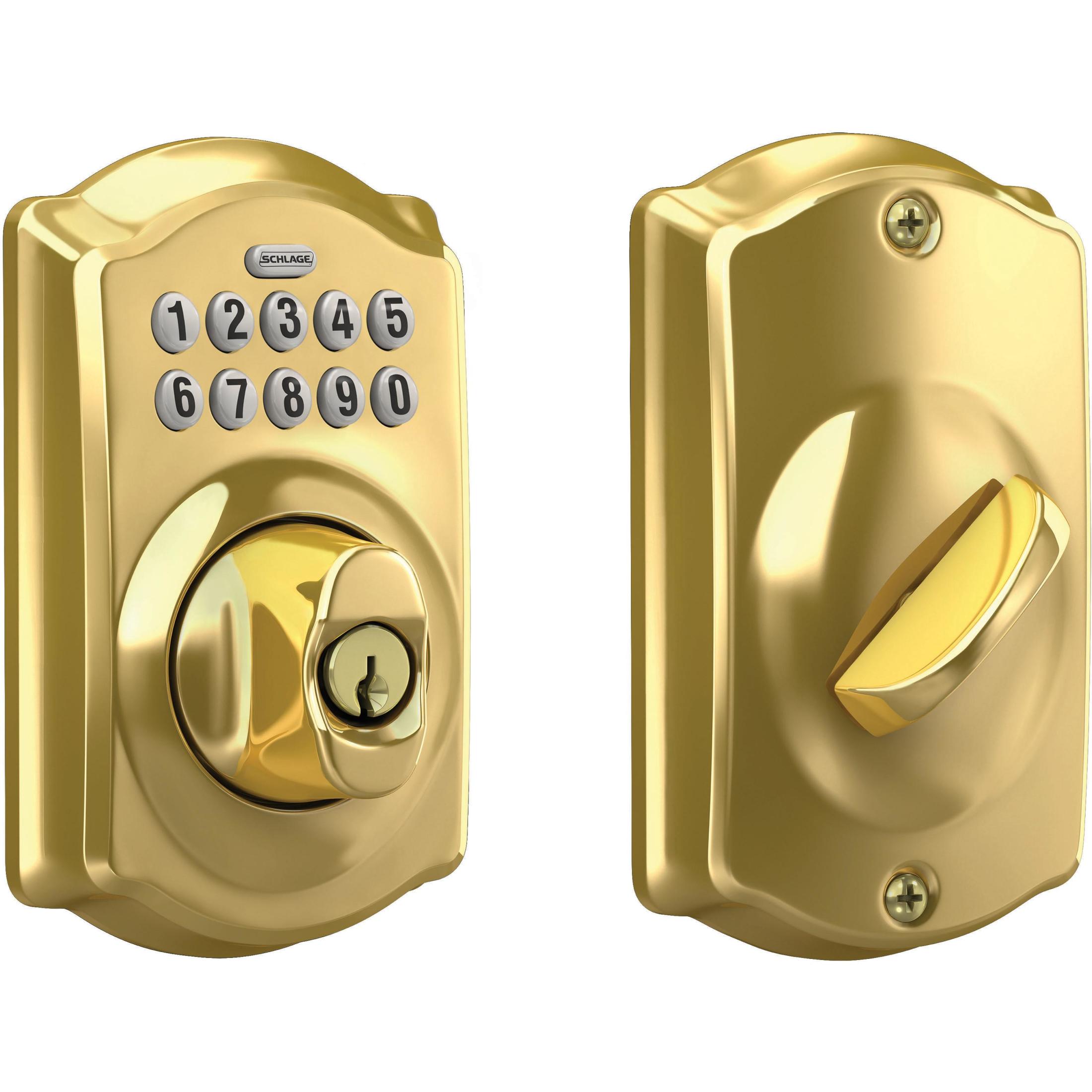 BE365CAM505 12-321 10-116 KD Camelot Keypad Deadbolt - Lifetime Brass