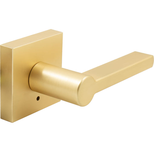 Stone Harbor Hardware Vienna Door Lever with Square Rosette, Privacy (Bed/Bath) Latch, Satin Brass