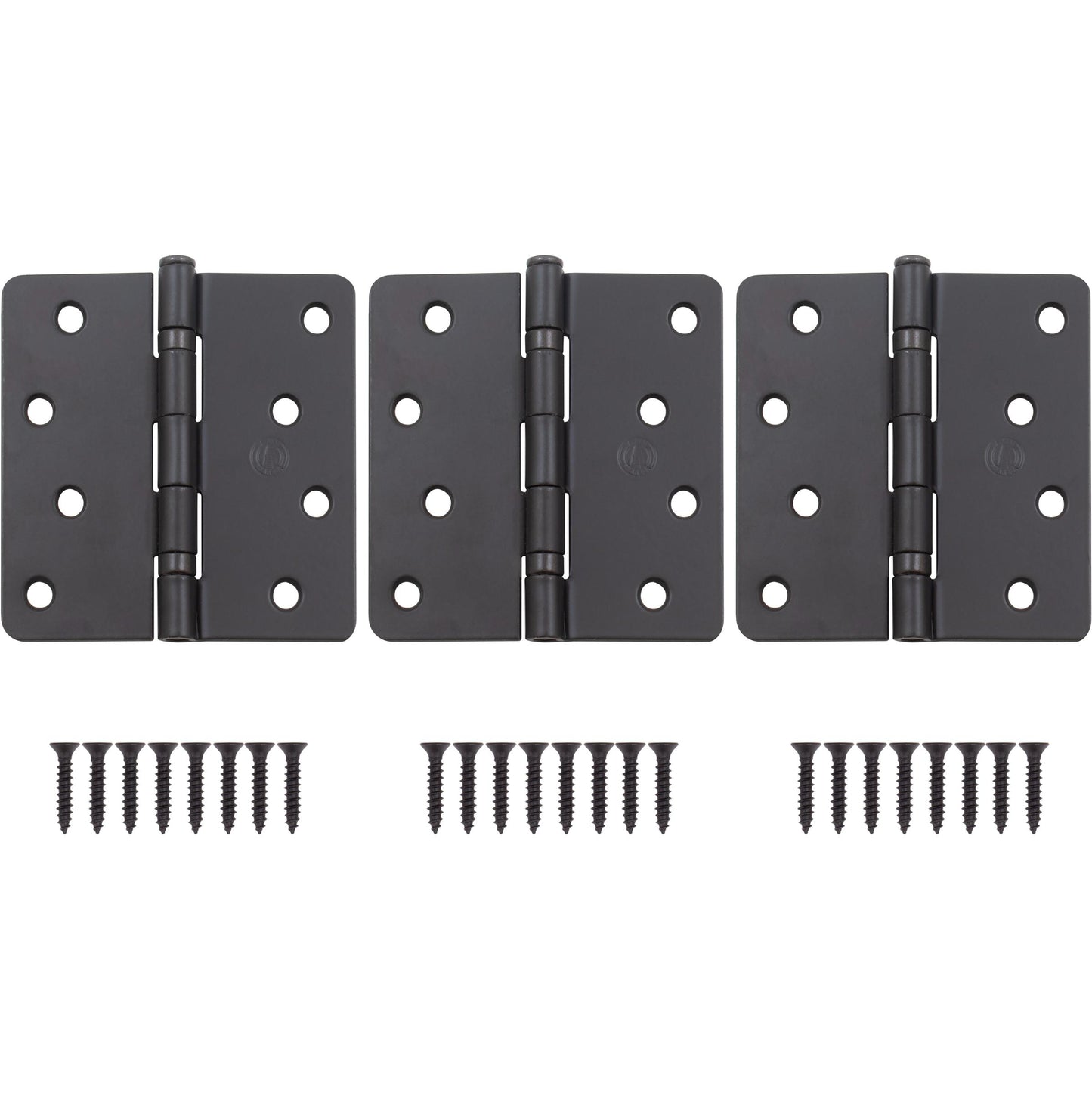 Stone Harbor Hardware 4" Ball-Bearing Door Hinges, 1/4" Radius Corner, Oil-Rubbed Bronze, 3-Pack