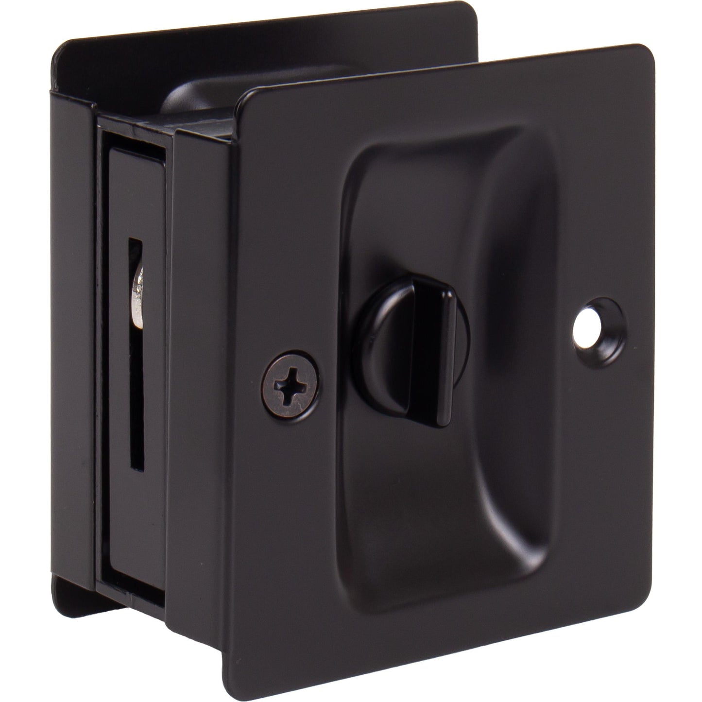 Stone Harbor Hardware Premium Square Pocket Door Lock, Privacy Function, Matte Black