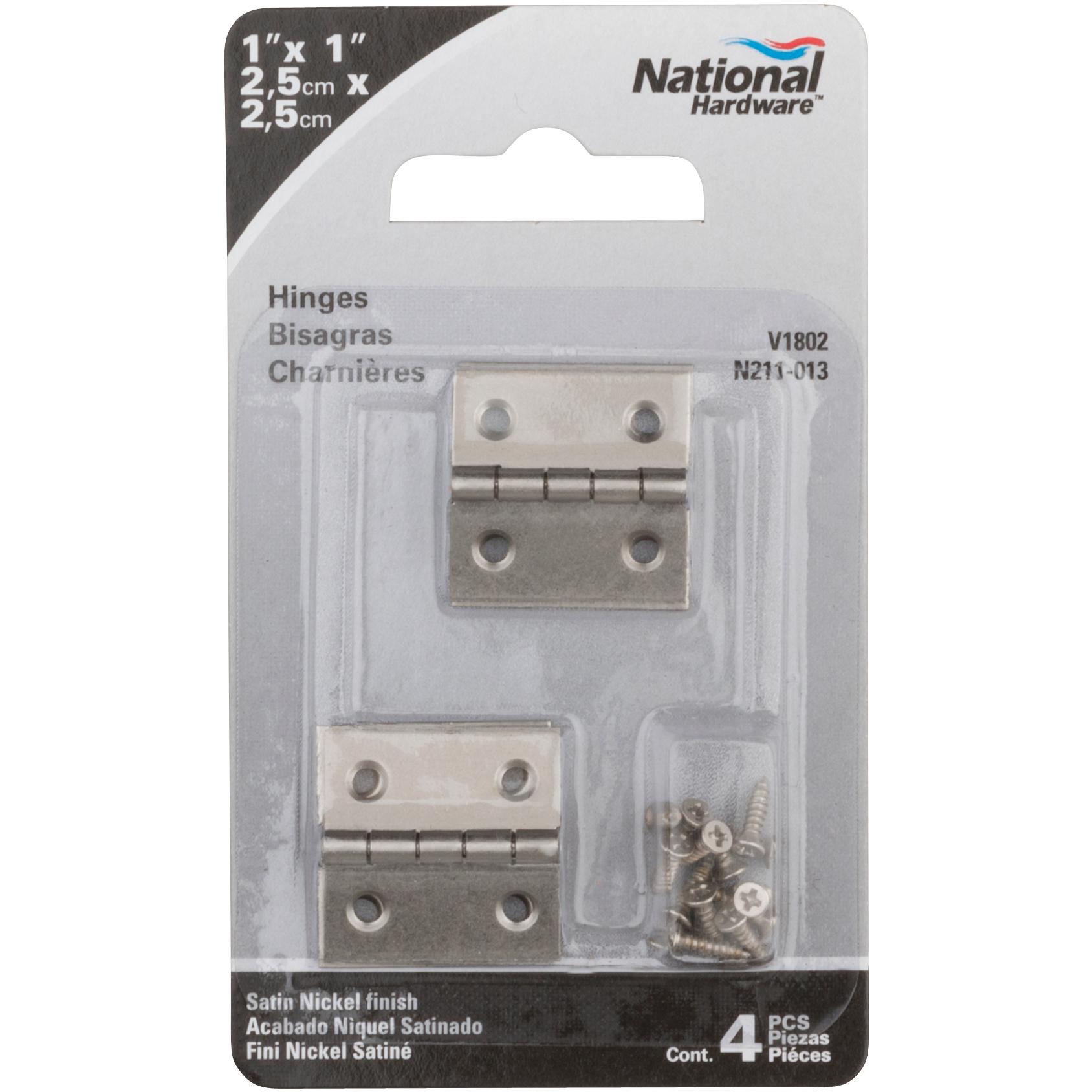 National Hardware - V1802 1" Hinge 4/pk - Satin Nickel