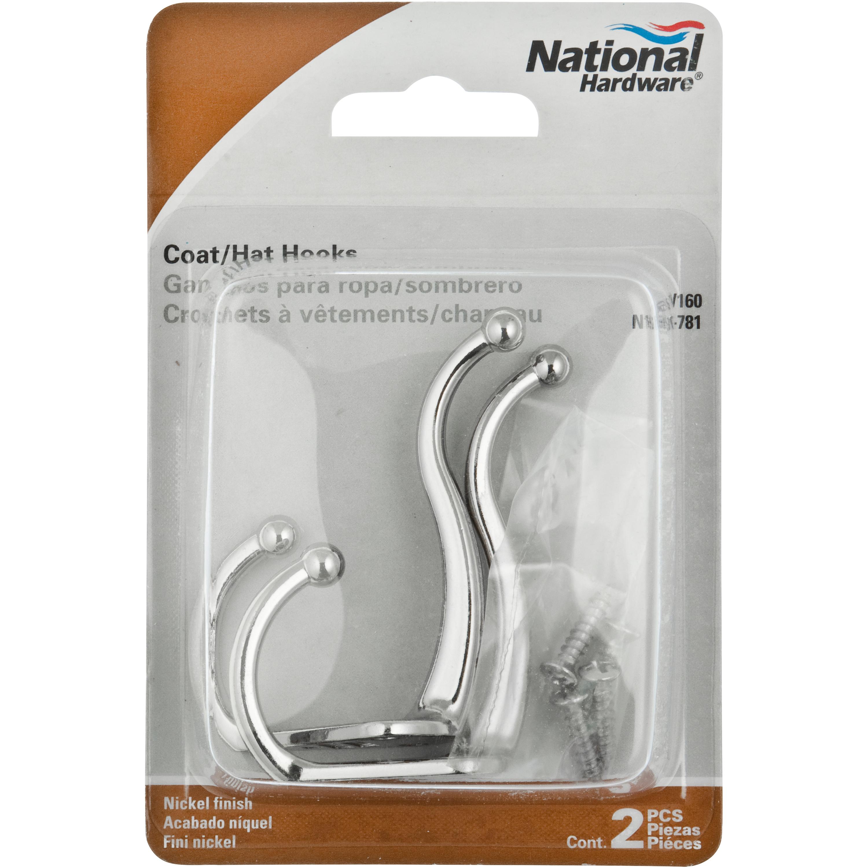 V160 Coat & Hat Hook 2/pk - Nickel