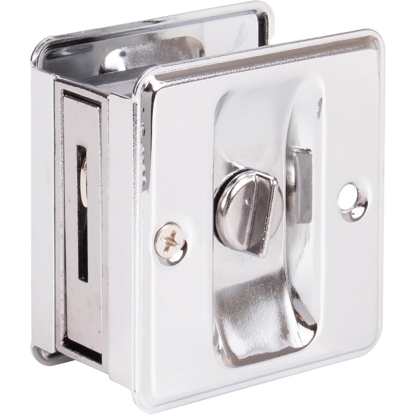 Stone Harbor Hardware Square Pocket Door Lock, Privacy Function, Polished Chrome