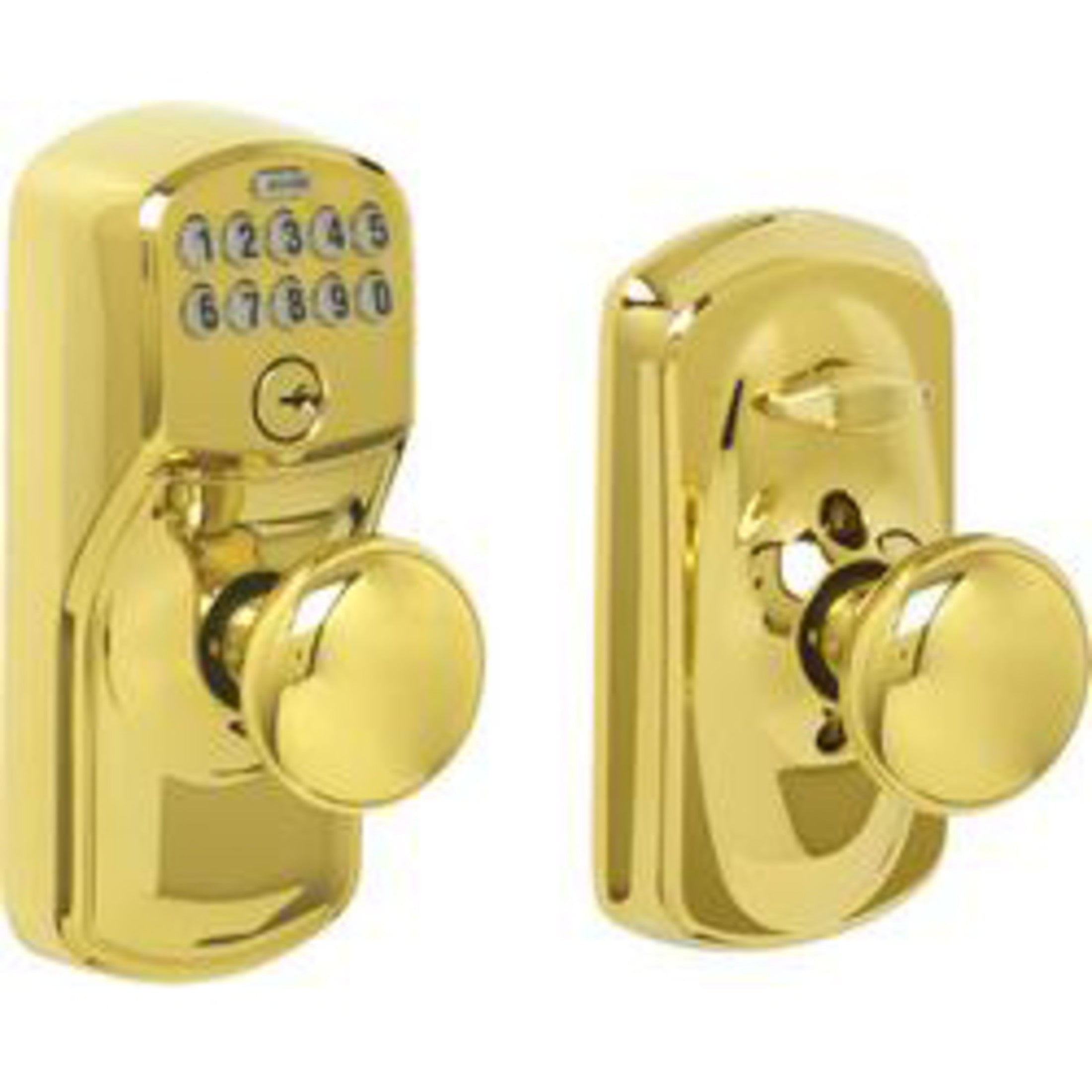 FE595PLY505PLY 16-086 10-027 Plymouth / Plymouth Keypad Knob - Lifetime Brass