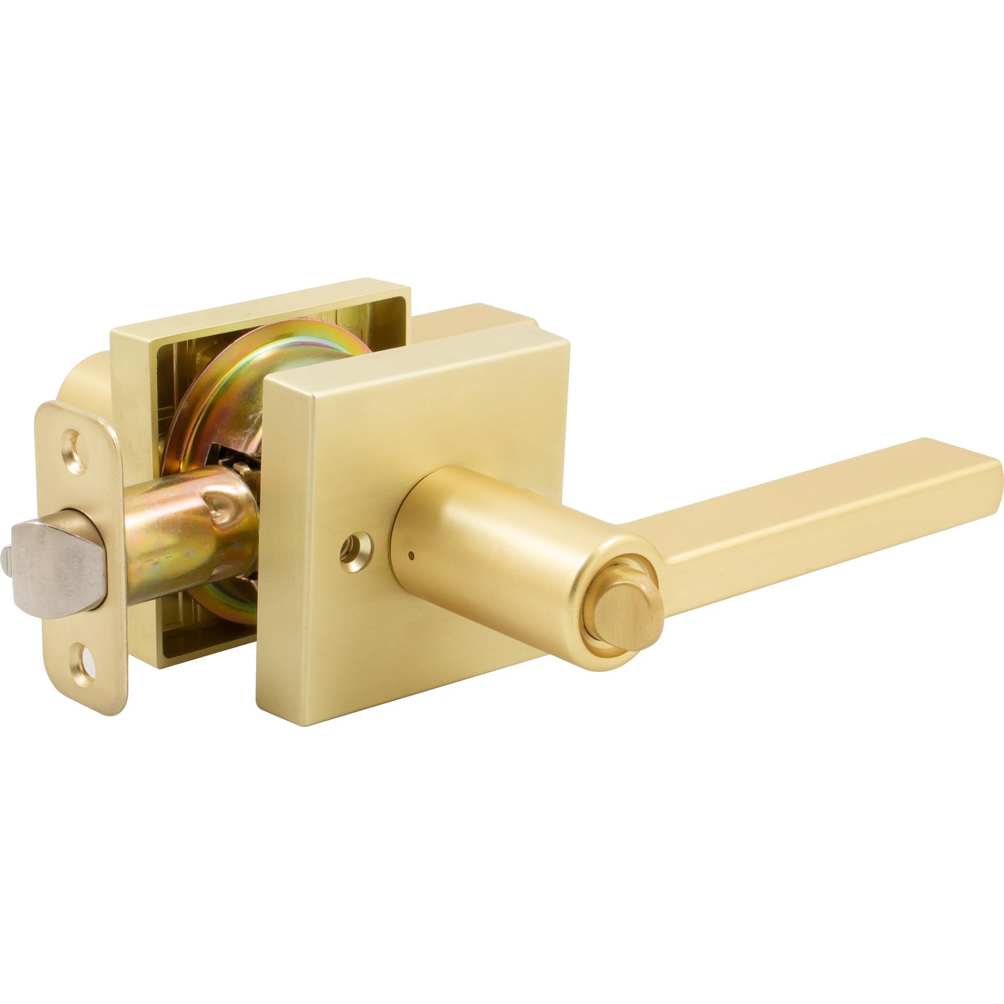Stone Harbor Hardware Vienna Door Lever with Square Rosette, Entry Latch, KW Keyway, Satin Brass