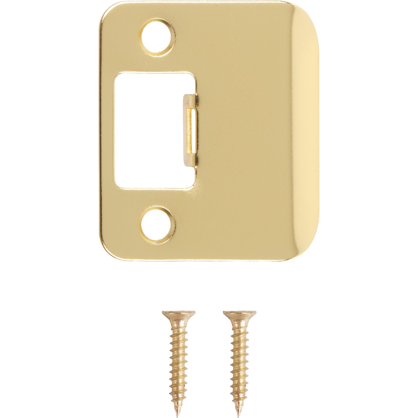 Stone Harbor Hardware Round Corner Extended Lip Strike Plate, 2-1/4" x 1-1/2", (2" Overall Length), Polished Brass