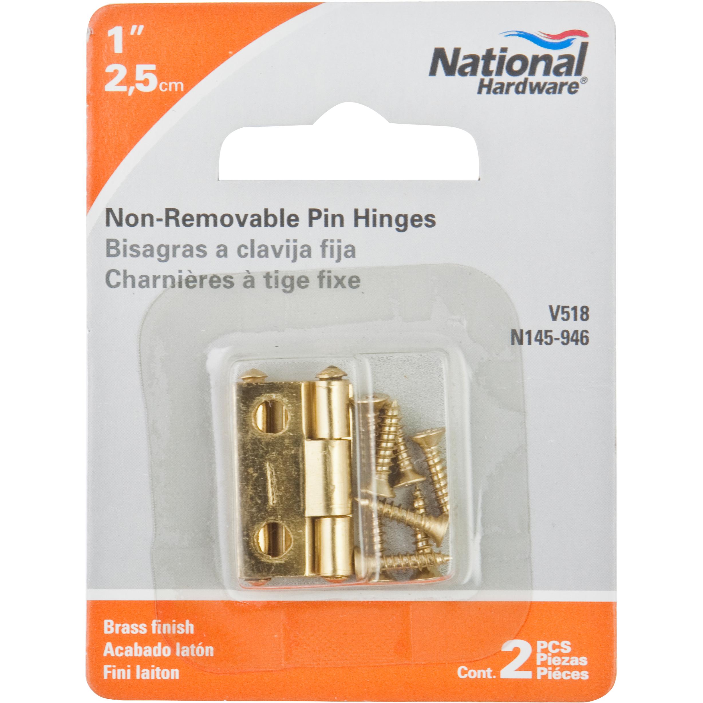 National Hardware - V518 1" Hinge NRP 2/pk - Polished Brass