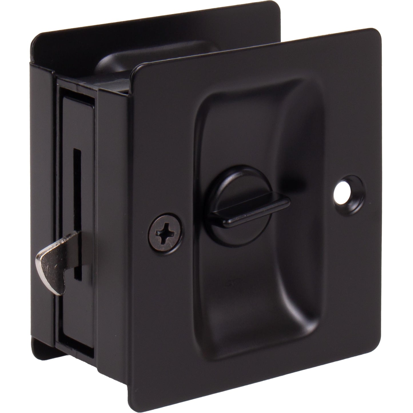 Stone Harbor Hardware Premium Square Pocket Door Lock, Privacy Function, Matte Black