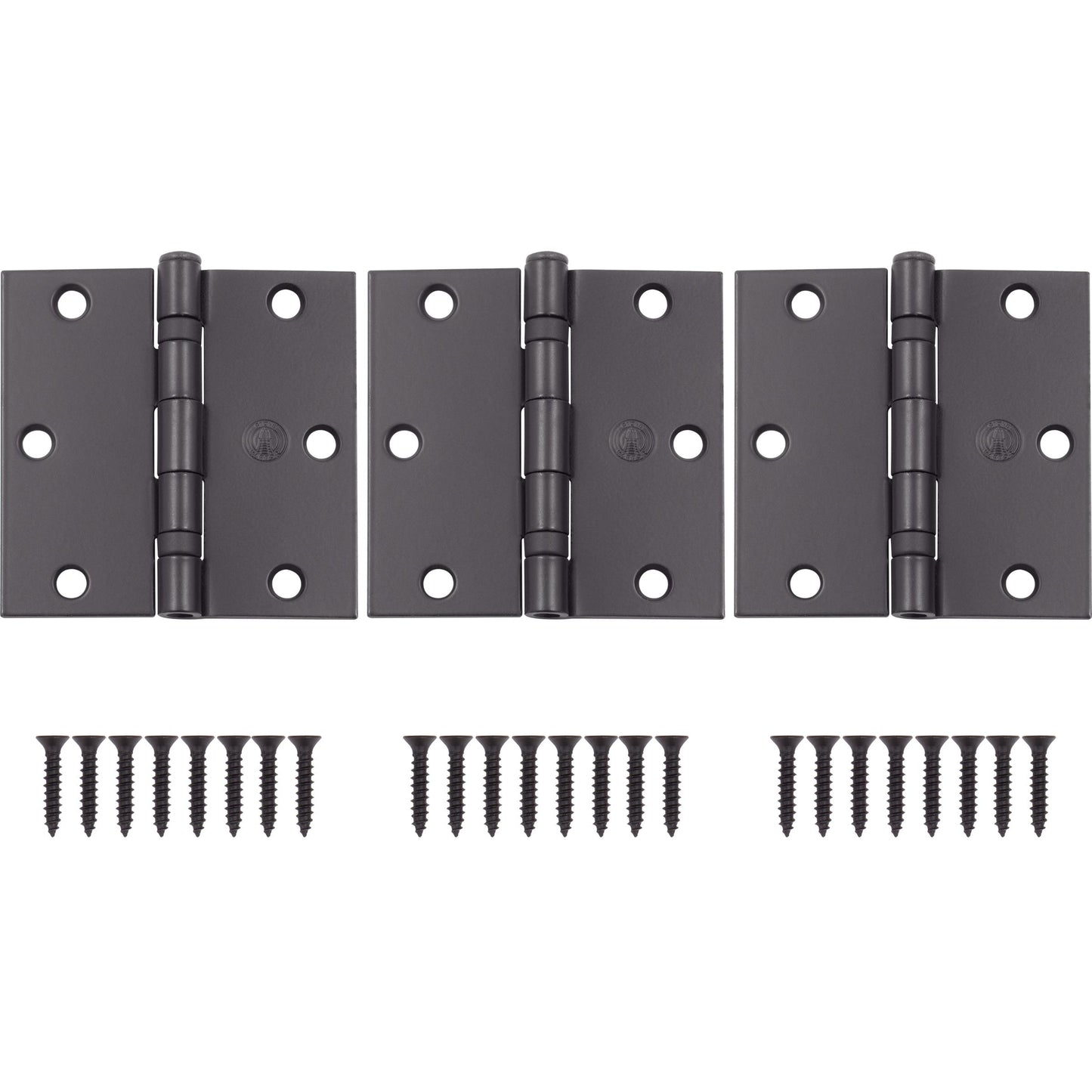 Stone Harbor Hardware 3-1/2" Ball-Bearing Door Hinges, Square Corner, Oil-Rubbed Bronze, 3-Pack