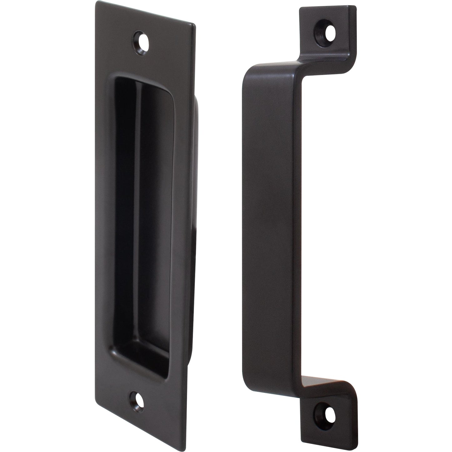 Stone Harbor Hardware Sliding Door Combo Pull Set, 6-1/2" Flush Pull, 6-1/2" Bar Pull, Matte Black