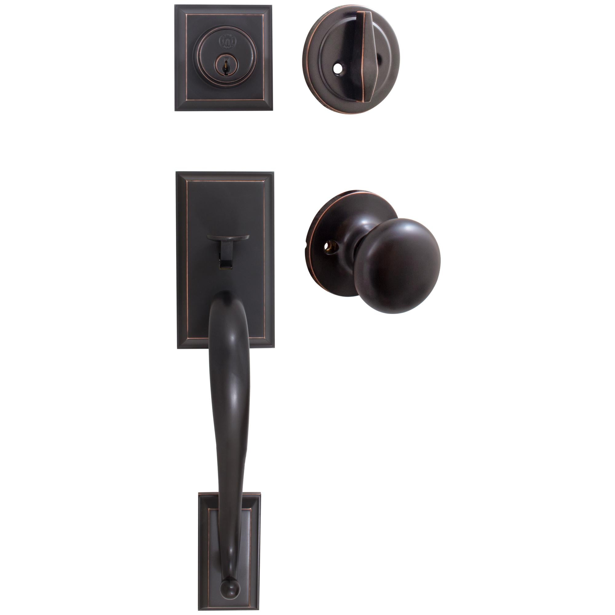 Stone Harbor Hardware Willow Park Handleset, Highland Interior Trim, SC Keyway, Vintage Bronze