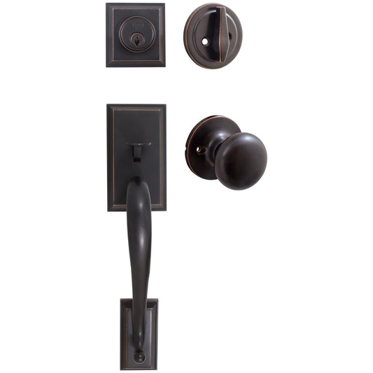 Stone Harbor Hardware Willow Park Handleset, Highland Interior Trim, SC Keyway, Vintage Bronze