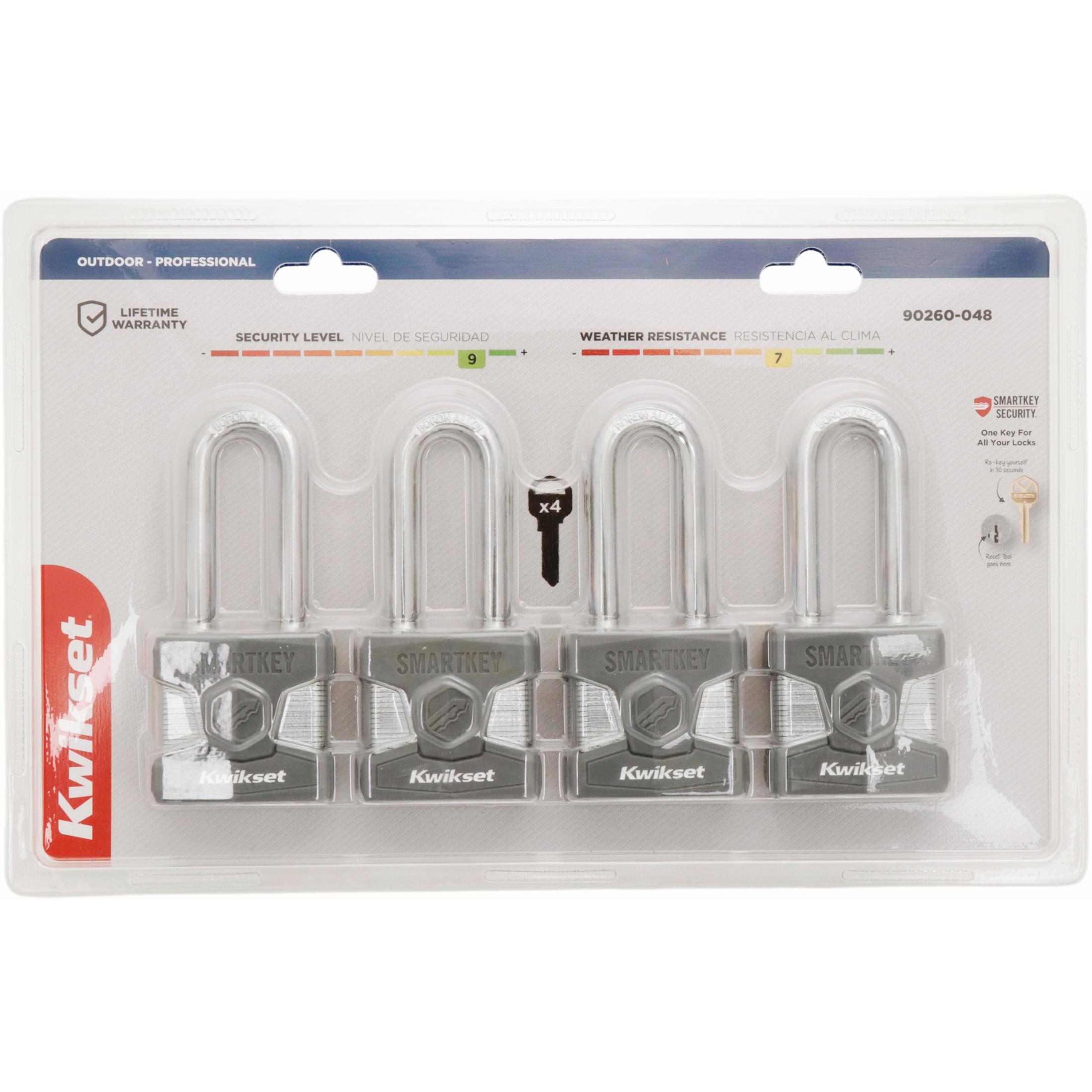 Kwikset 2" Padlock SMT KA with 2-1/2" Shackle, 4-Pack