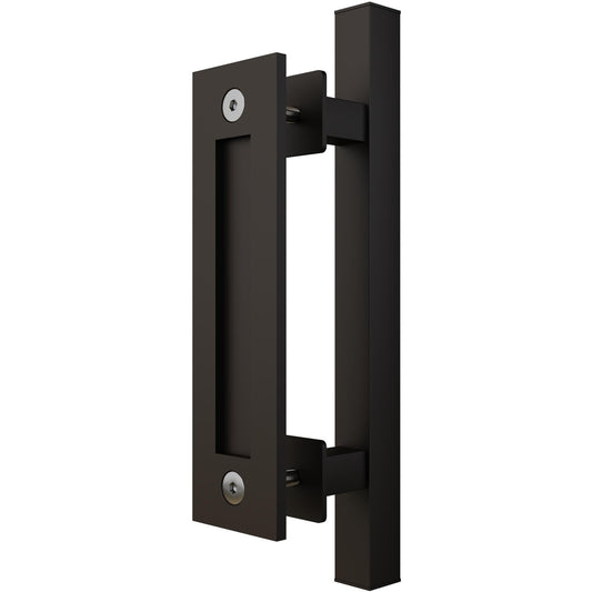 Stone Harbor Hardware Sliding Door Combo Pull Set, 8-1/2" Flat Pull, 12" Square Bar Pull, Matte Black