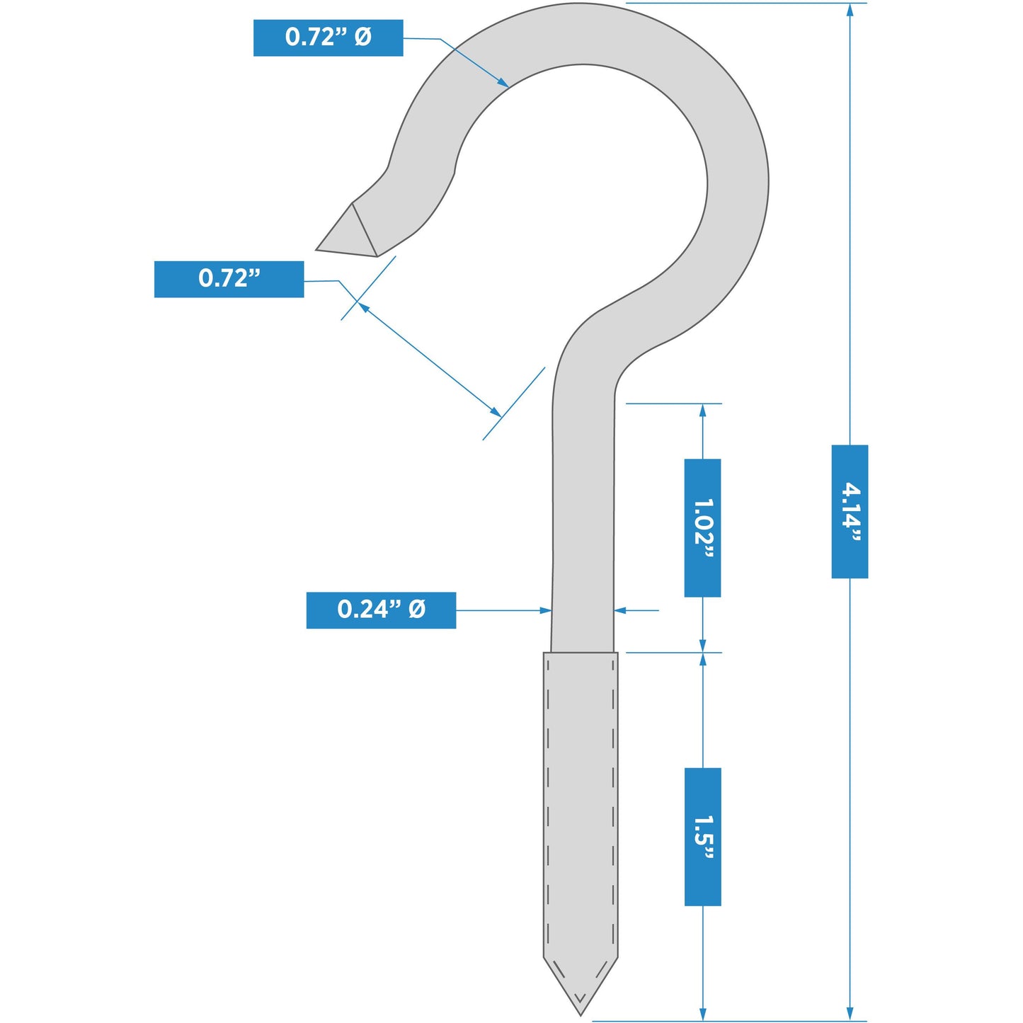 2040BC 4-1/8" #3 Ceiling Hook - Zinc Plated