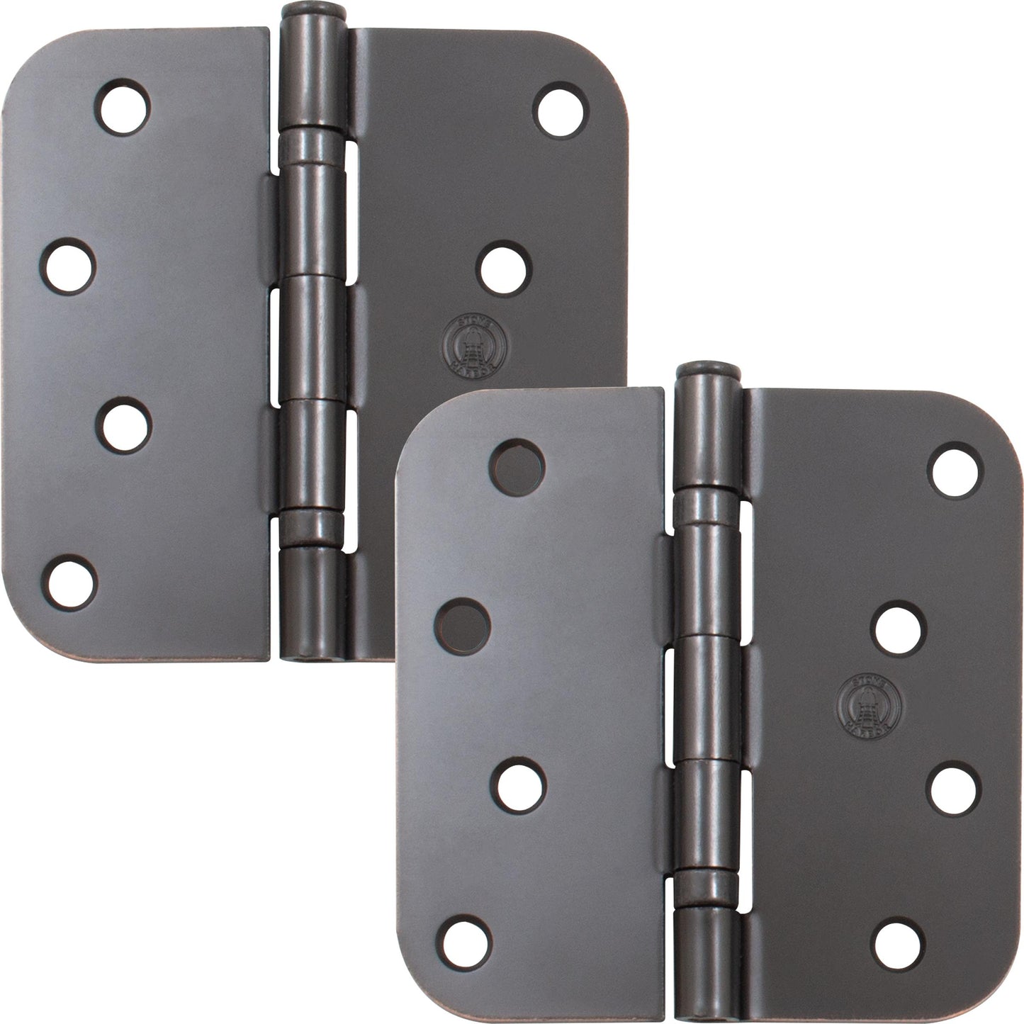 Stone Harbor Hardware 4" Ball-Bearing Door Hinges, 5/8" Radius Corner, Vintage Bronze, 2-Pack