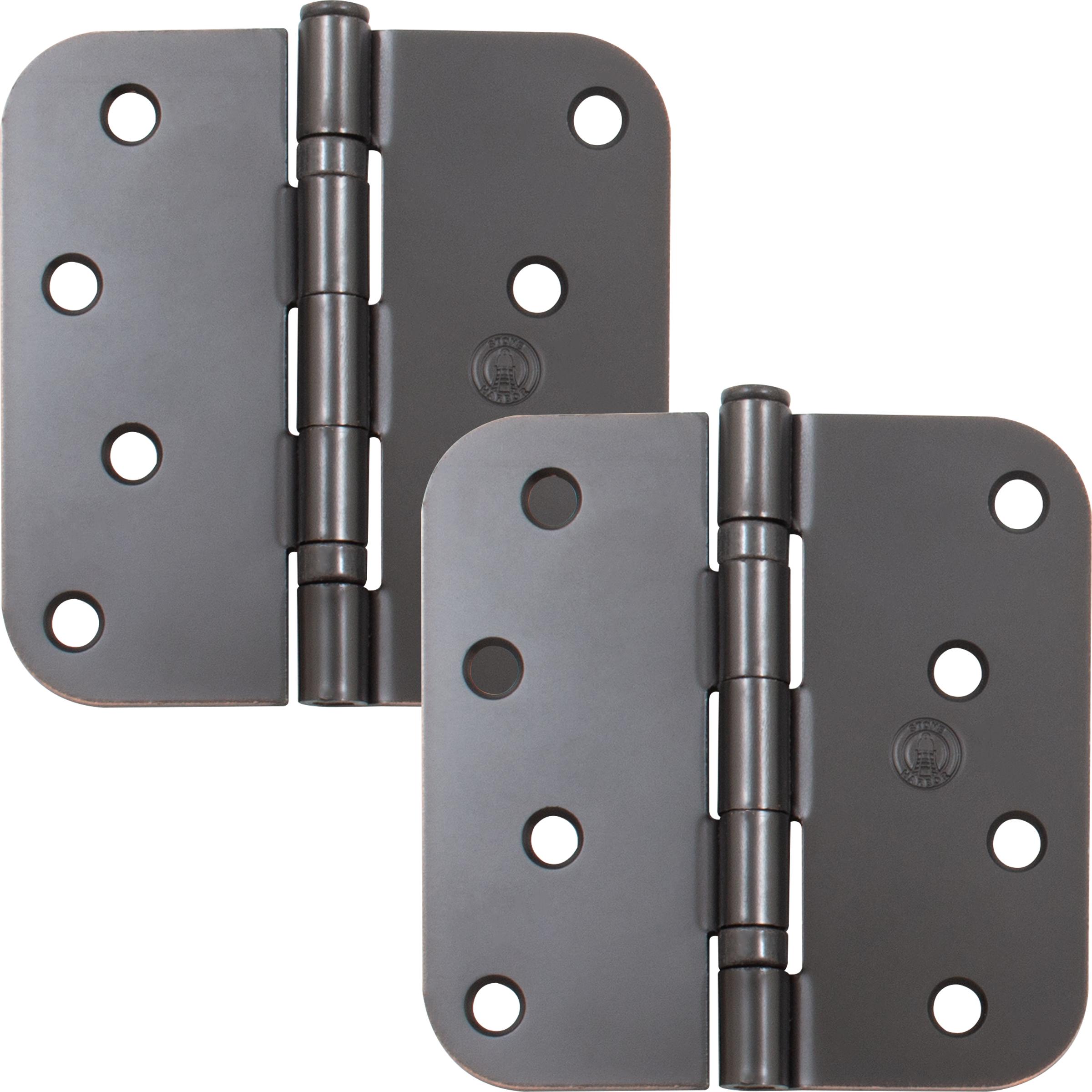 Stone Harbor Hardware 4" Ball-Bearing Door Hinges, 5/8" Radius Corner, Vintage Bronze, 2-Pack