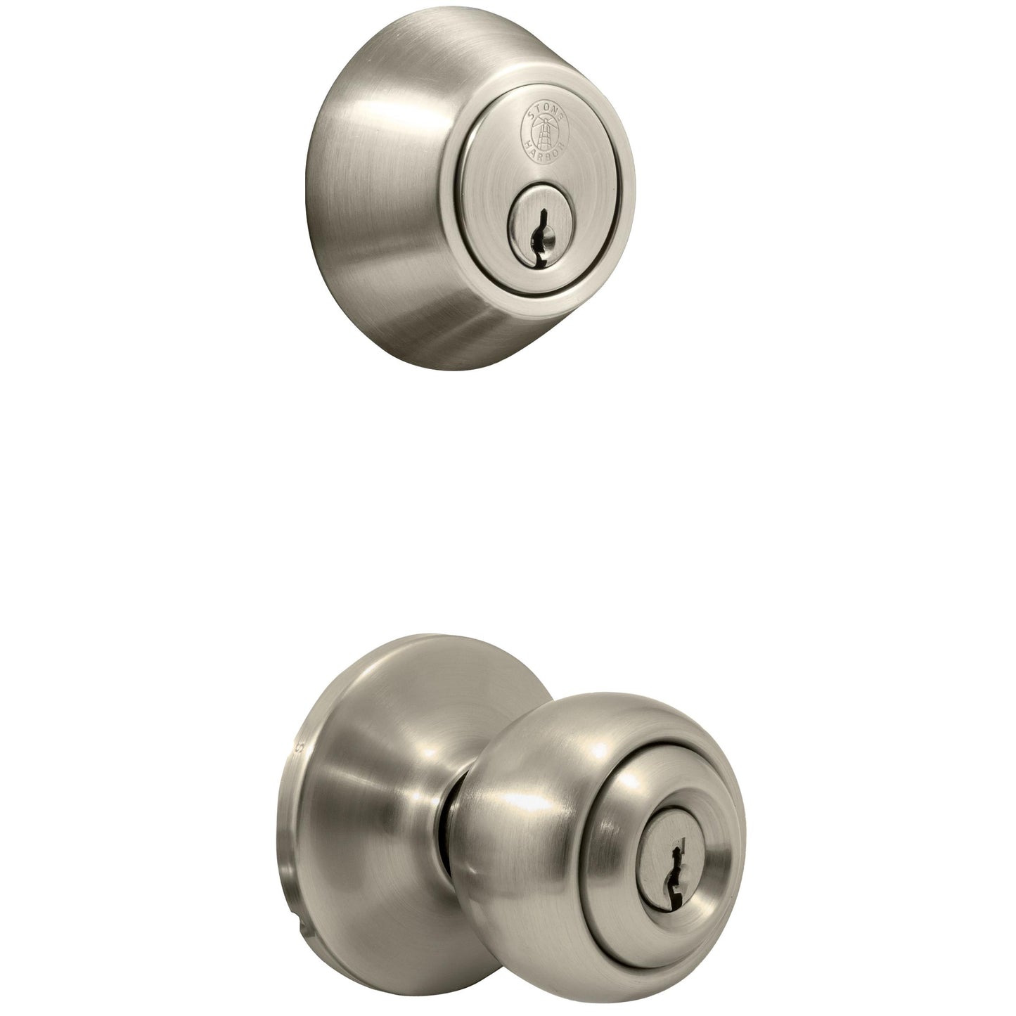 Stone Harbor Hardware Ball Door Knob, Combo Pack, SC Keyway, Satin Nickel