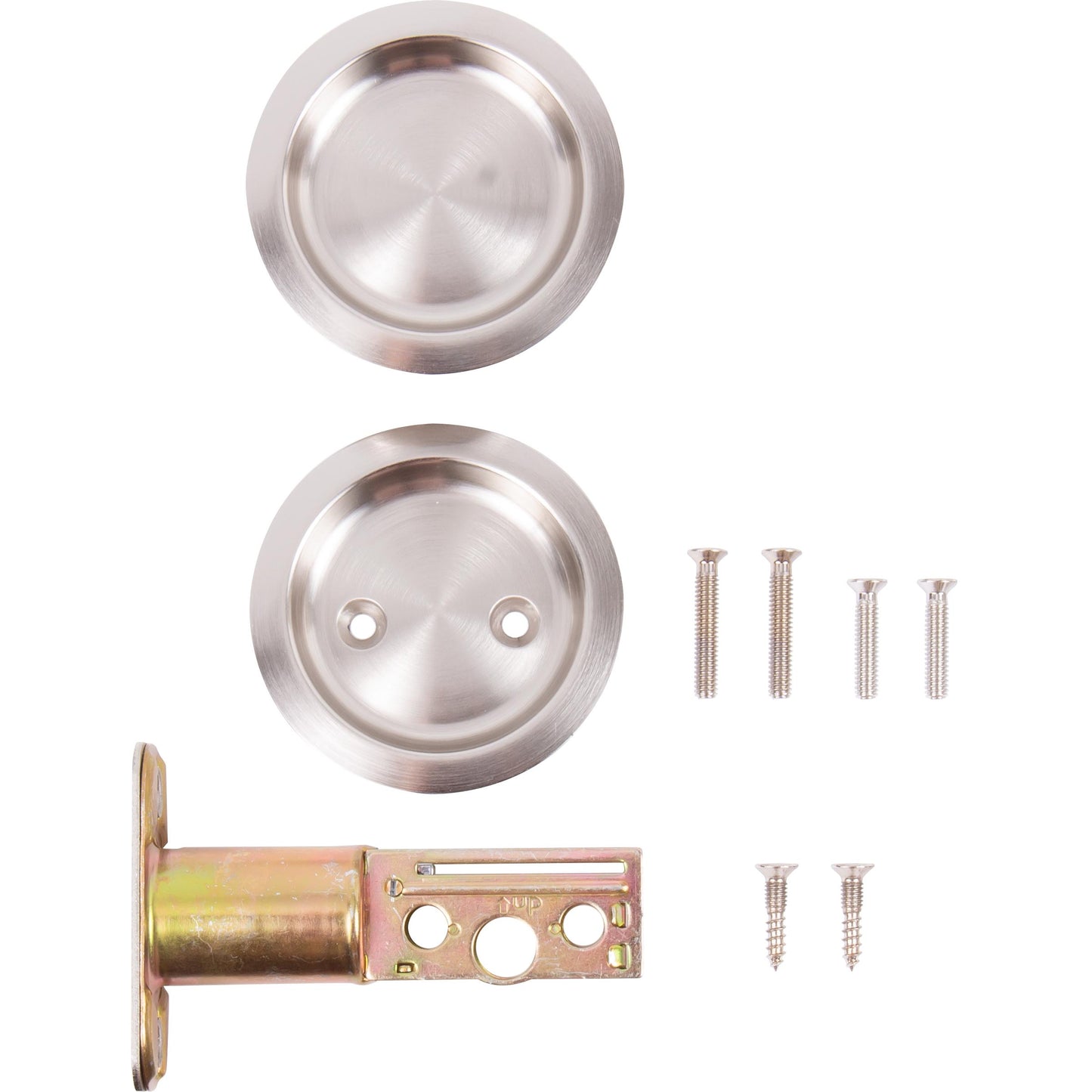 Stone Harbor Hardware Round Pocket Door Lock, Passage Function, 2-3/8" Backset, Satin Nickel