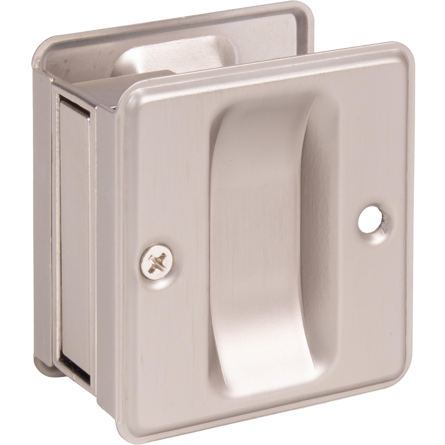 Stone Harbor Hardware Square Pocket Door Lock, Passage Function, Satin Nickel