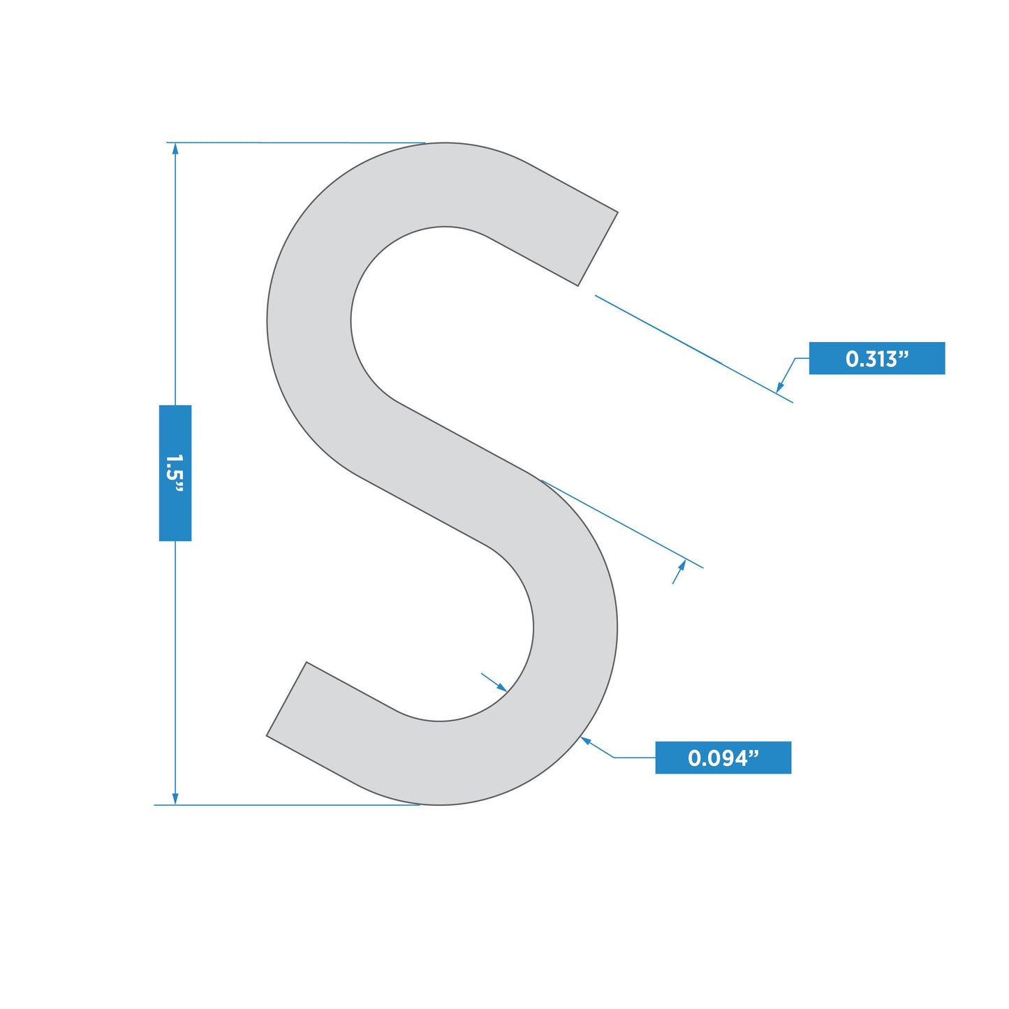 TP2076 1" Open S Hook 100/pk - Zinc Plated
