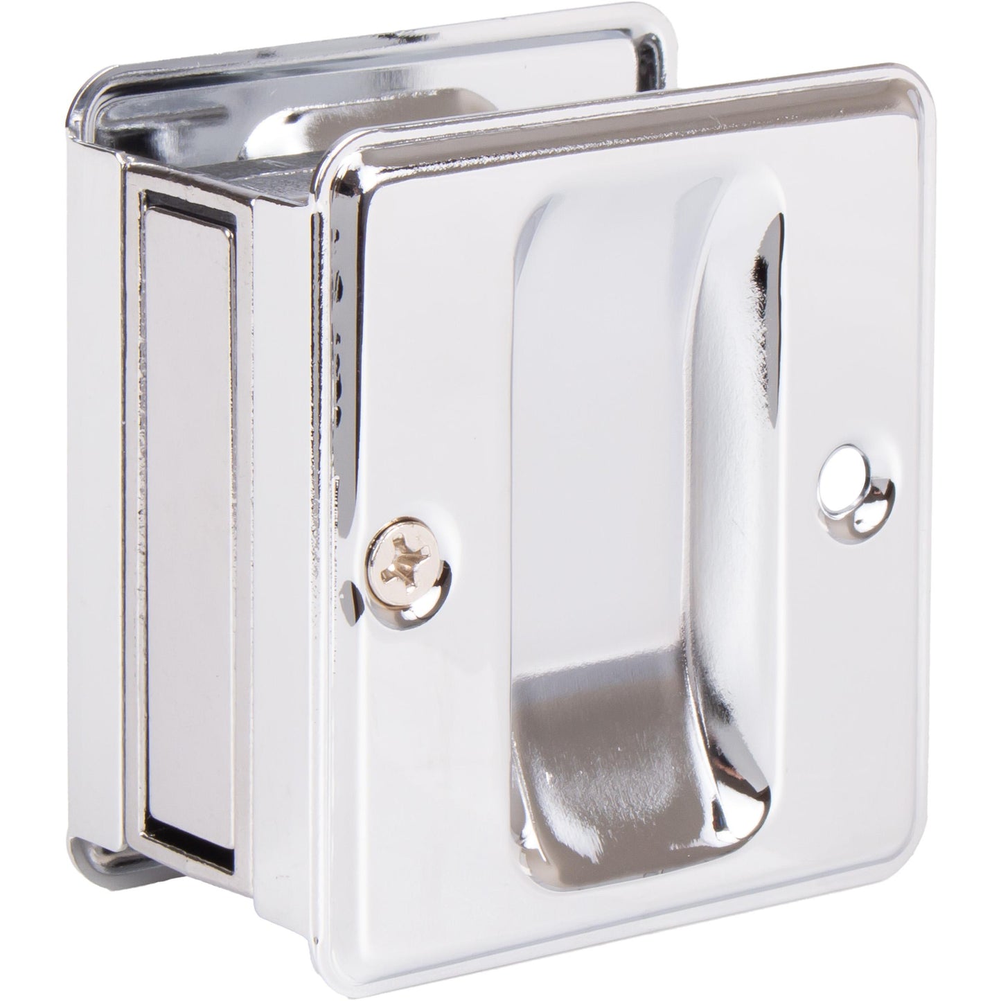 Stone Harbor Hardware Square Pocket Door Lock, Passage Function, Polished Chrome