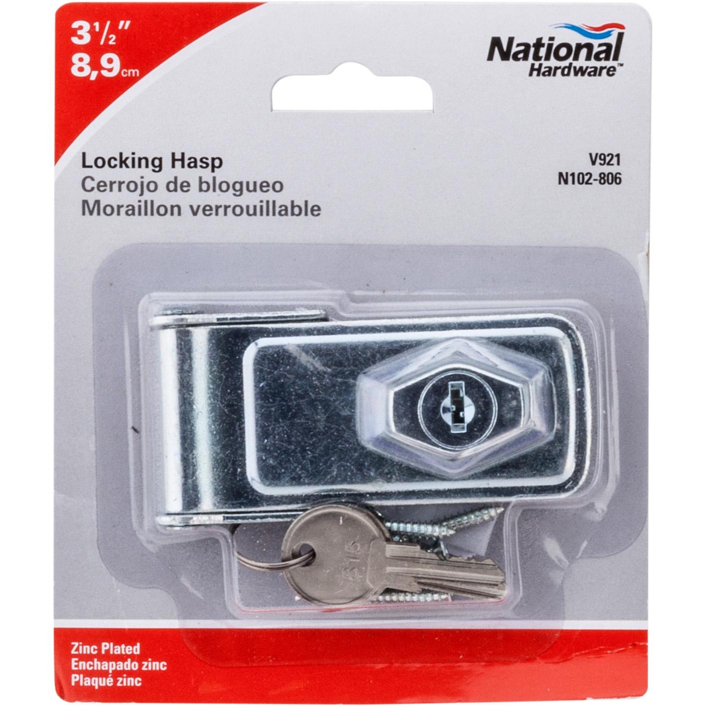 V921 3-1/2" Keyed Hasp Lock 1/pk - Zinc Plated