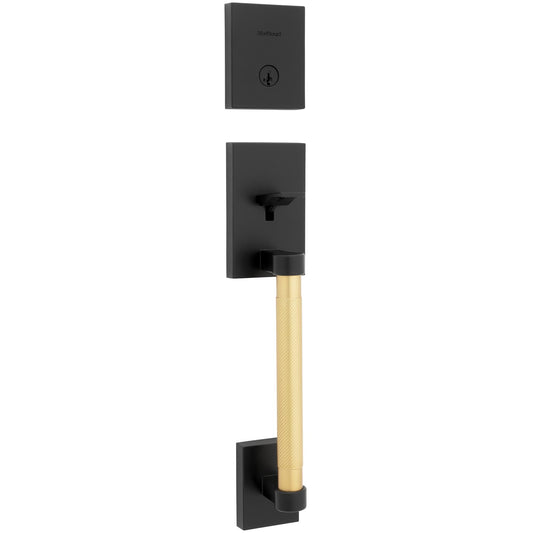 818PVH LIP 514/4 SMT 6AL STRKP Prava Handleset for 971 Trims - Matte Black with Satin Brass