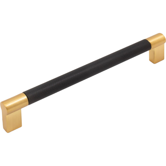 Stone Harbor Hardware Urban Cabinet Pull, 160 Millimeters, Matte Black with Satin Brass Ends