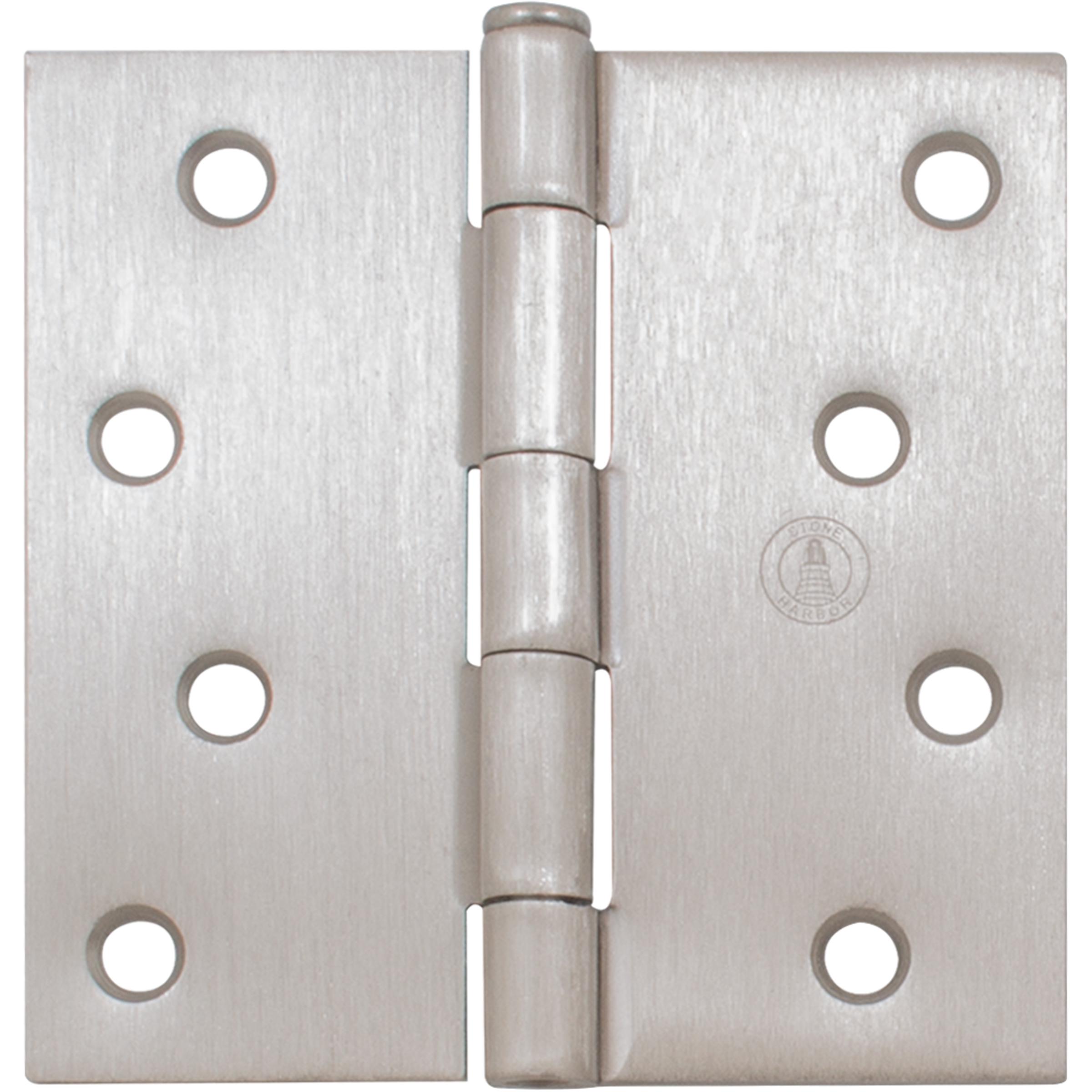 Stone Harbor Hardware 4" Door Hinges, Square Corner, Satin Nickel, 2-Pack