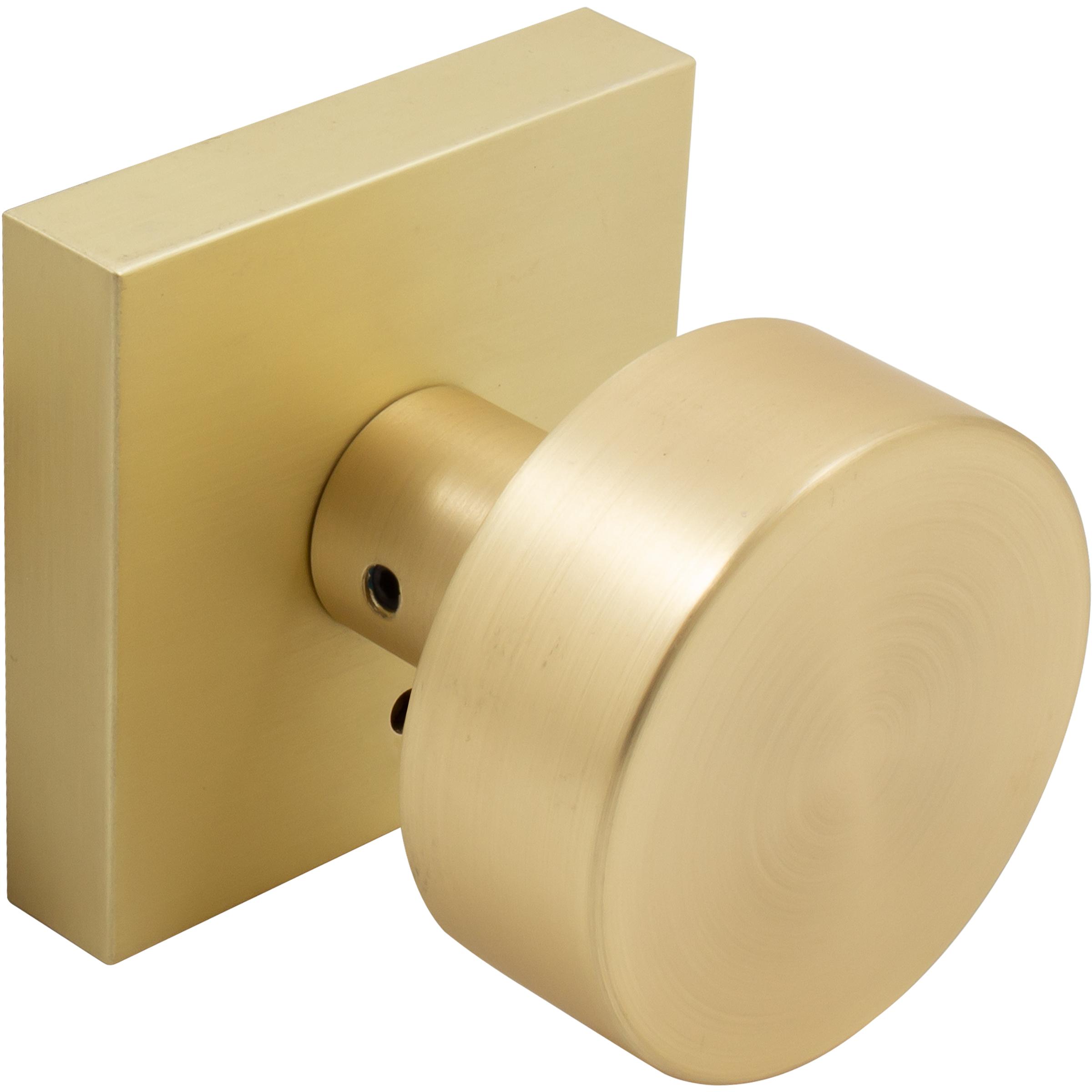 Stone Harbor Hardware Bonn Door Knob with Square Rosette, Privacy (Bed/Bath) Latch, Satin Brass