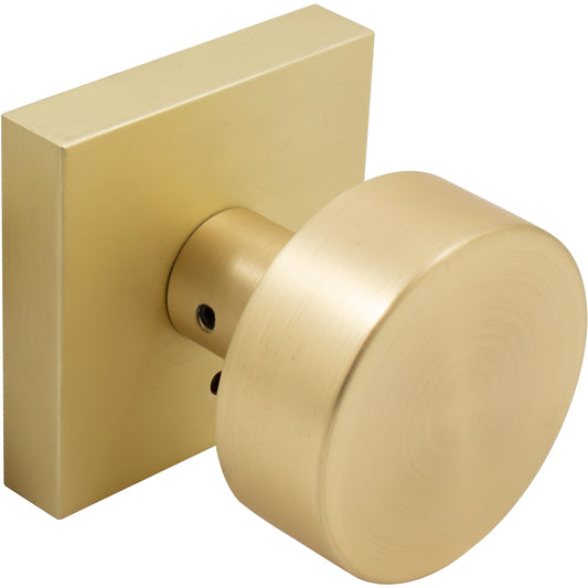 Stone Harbor Hardware Bonn Door Knob with Square Rosette, Privacy (Bed/Bath) Latch, Satin Brass