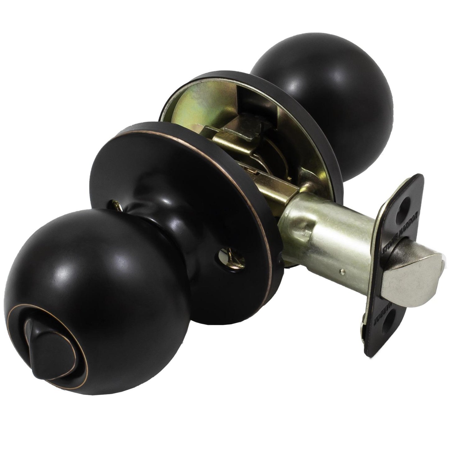 Stone Harbor Hardware Ball Door Knob, Entry Latch, KW Keyway, Vintage Bronze