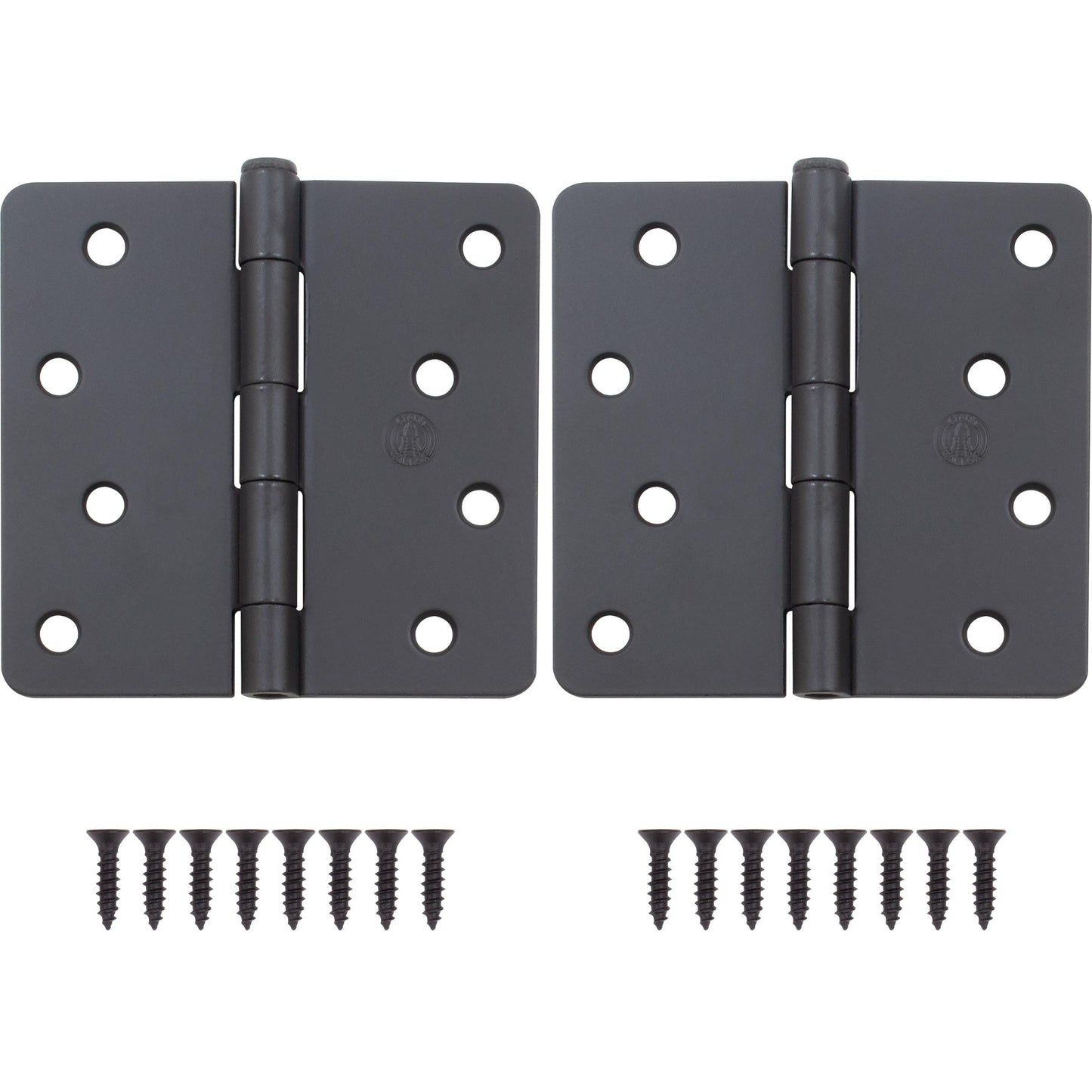 Stone Harbor Hardware 4" Door Hinges, 1/4" Radius Corner, Matte Black, 2-Pack