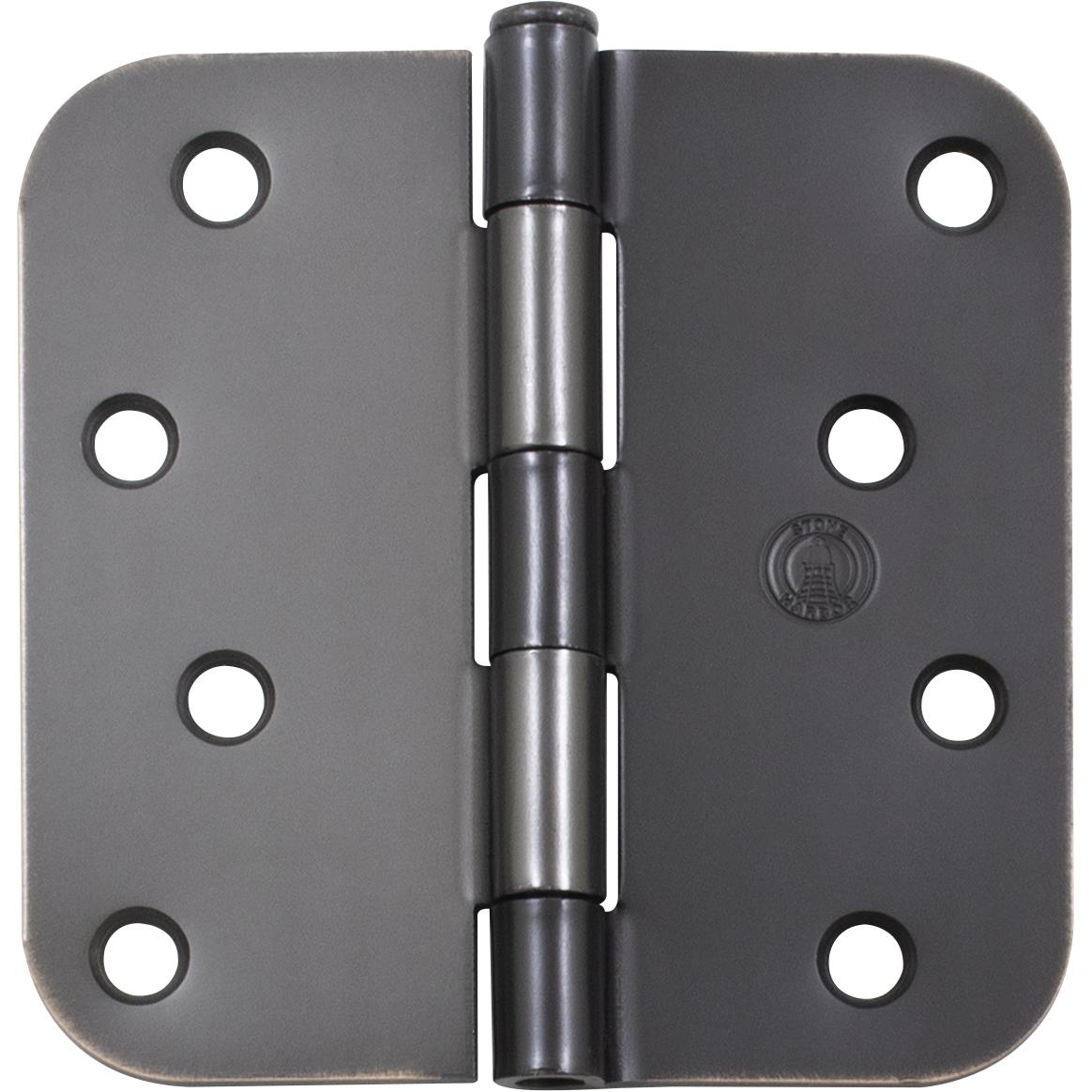 Stone Harbor Hardware 4" Door Hinges, 5/8" Radius Corner, Vintage Bronze, 2-Pack