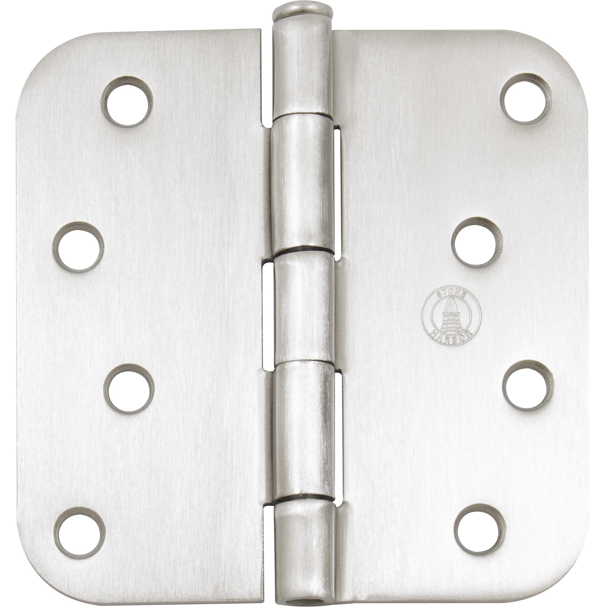 Stone Harbor Hardware 4" Door Hinges, 5/8" Radius Corner, Satin Nickel, 2-Pack