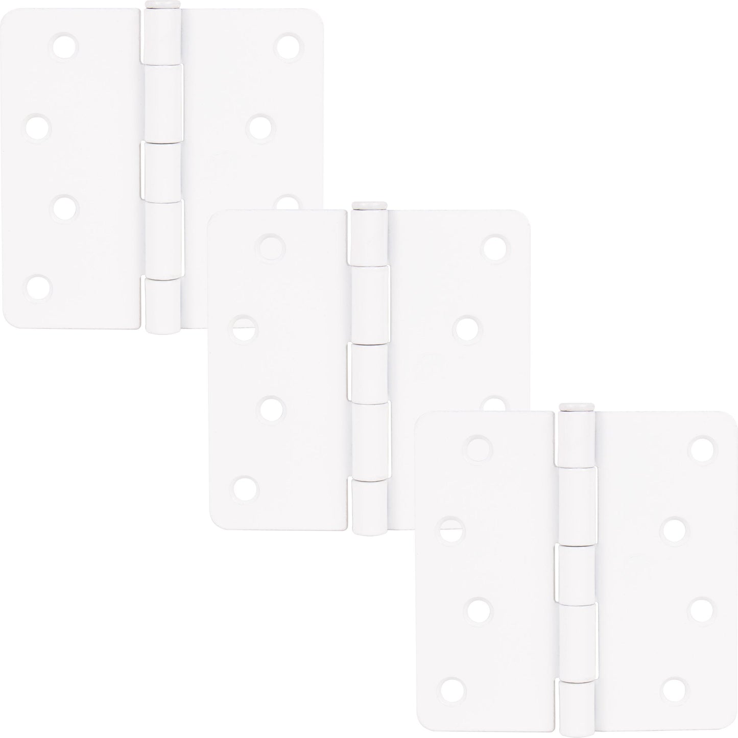Stone Harbor Hardware 4" Door Hinges, 1/4" Radius Corner, White, 3-Pack