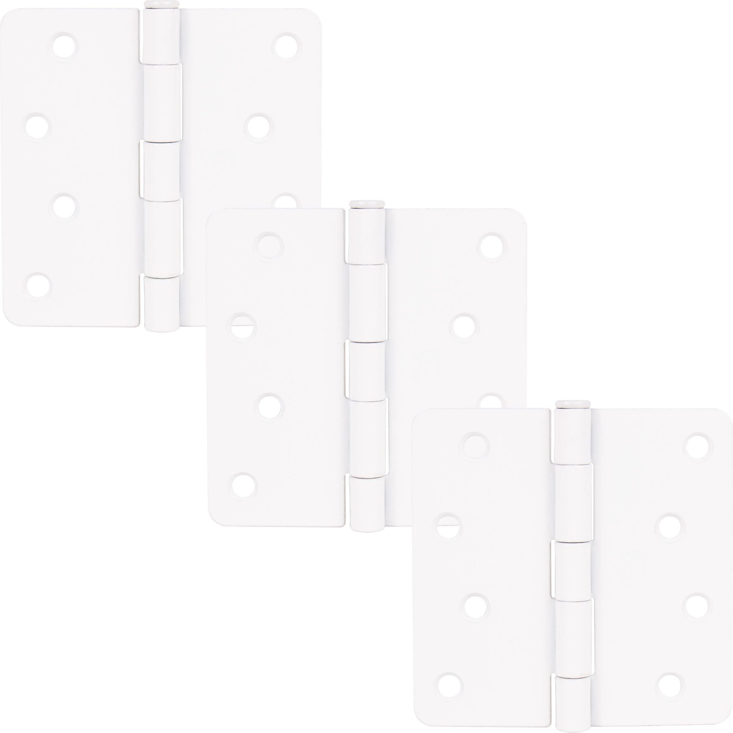 Stone Harbor Hardware 4" Door Hinges, 1/4" Radius Corner, White, 3-Pack