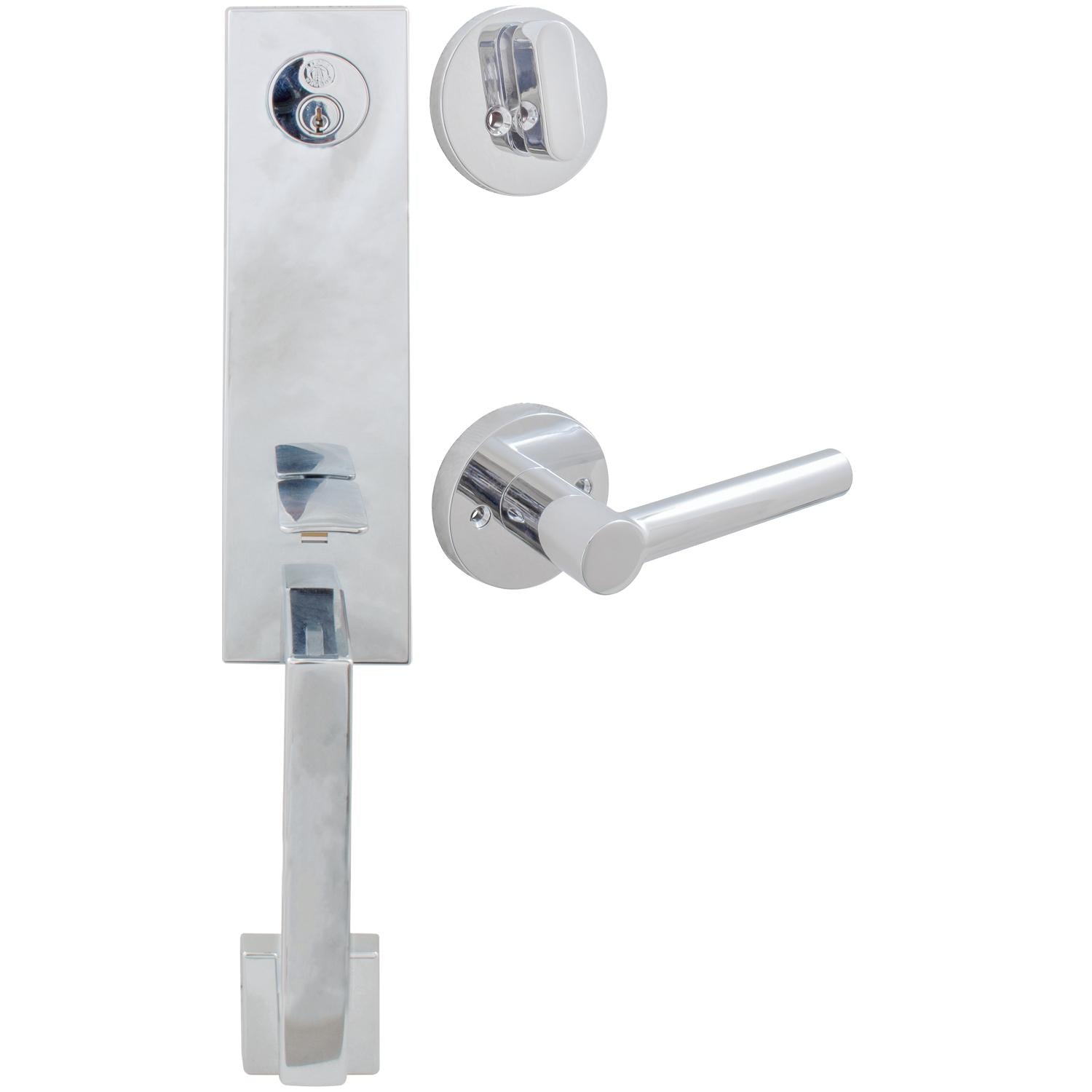 Stone Harbor Hardware Munich Handleset, Zurich Interior Trim, KW Keyway, Polished Chrome