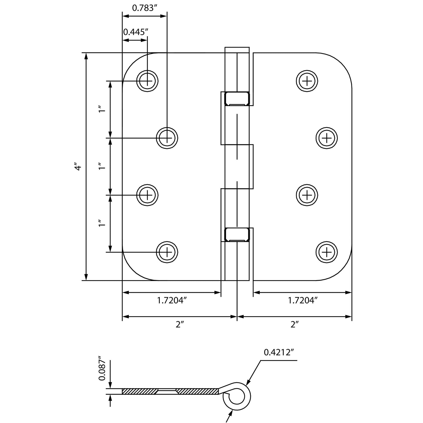 Stone Harbor Hardware 4" Ball-Bearing Door Hinges, 5/8" Radius Corner, Vintage Bronze, 2-Pack