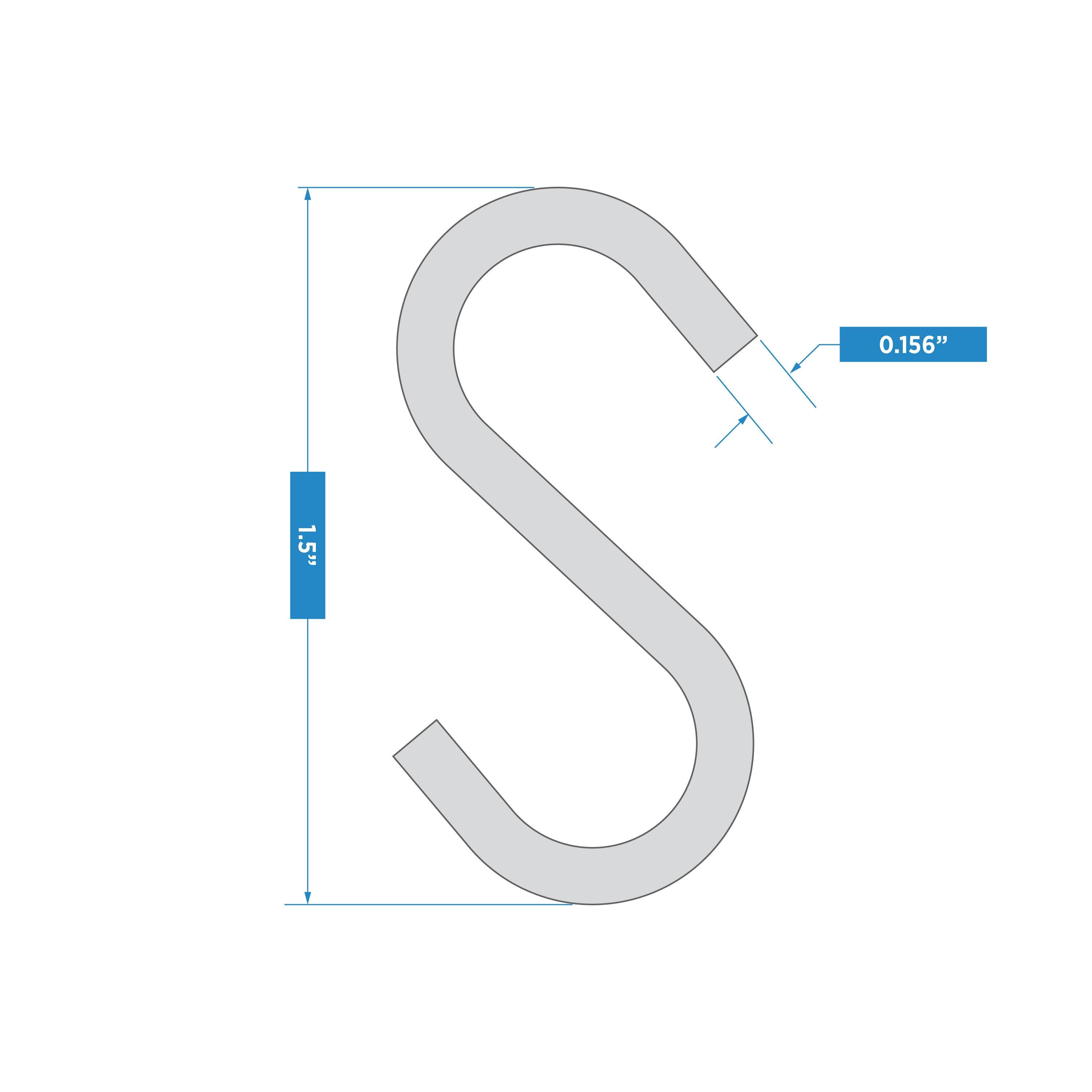 V2078 1-1/2" Open S Hook 2/pk - Stainless Steel